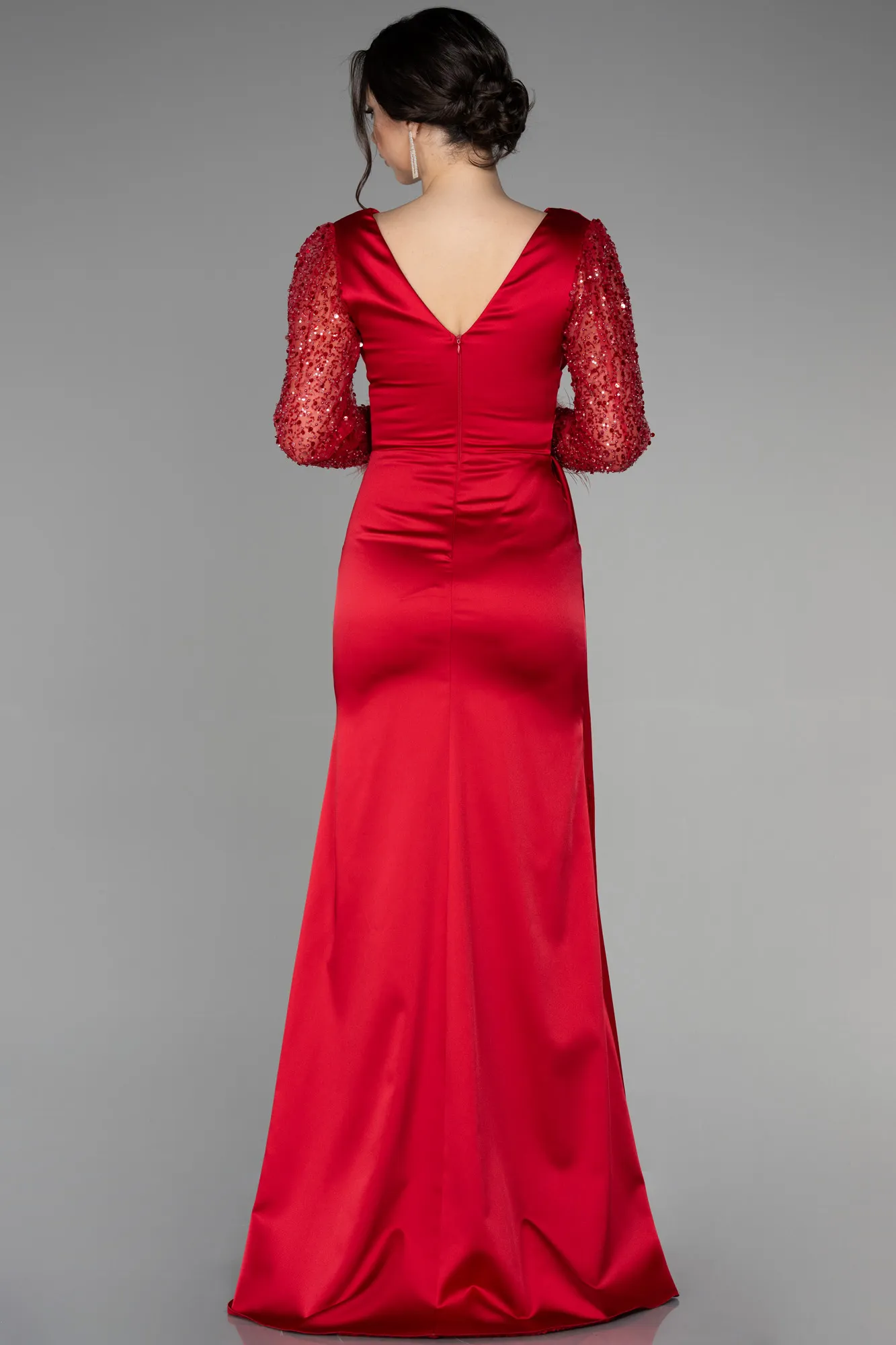 Red-Long Satin Evening Dress ABU3080