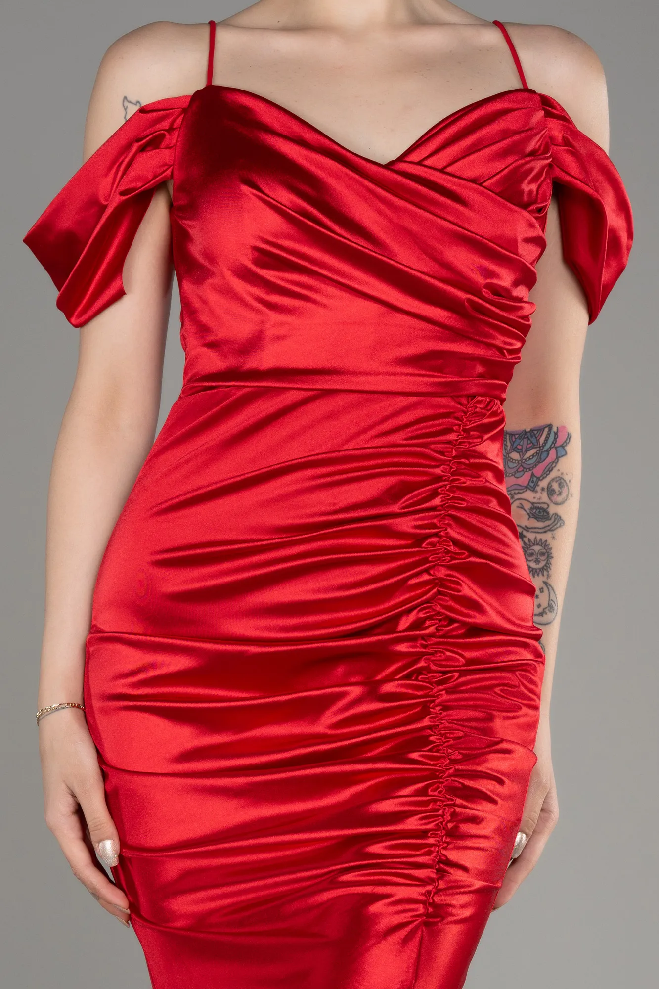 Red-Long Satin Evening Dress ABU3139