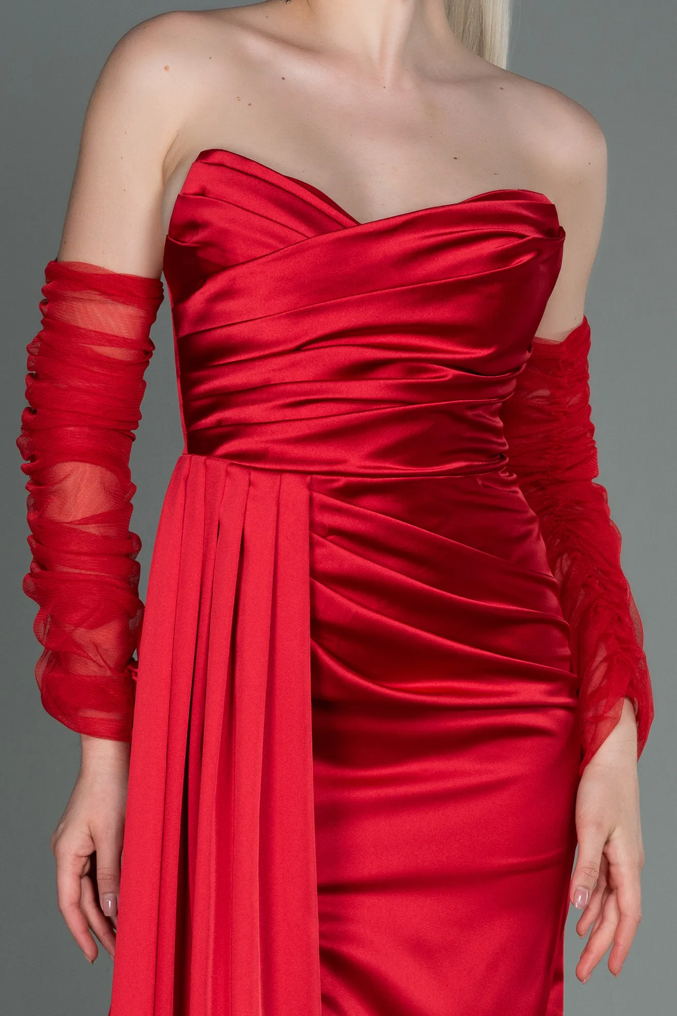 Red-Long Satin Evening Dress ABU3175