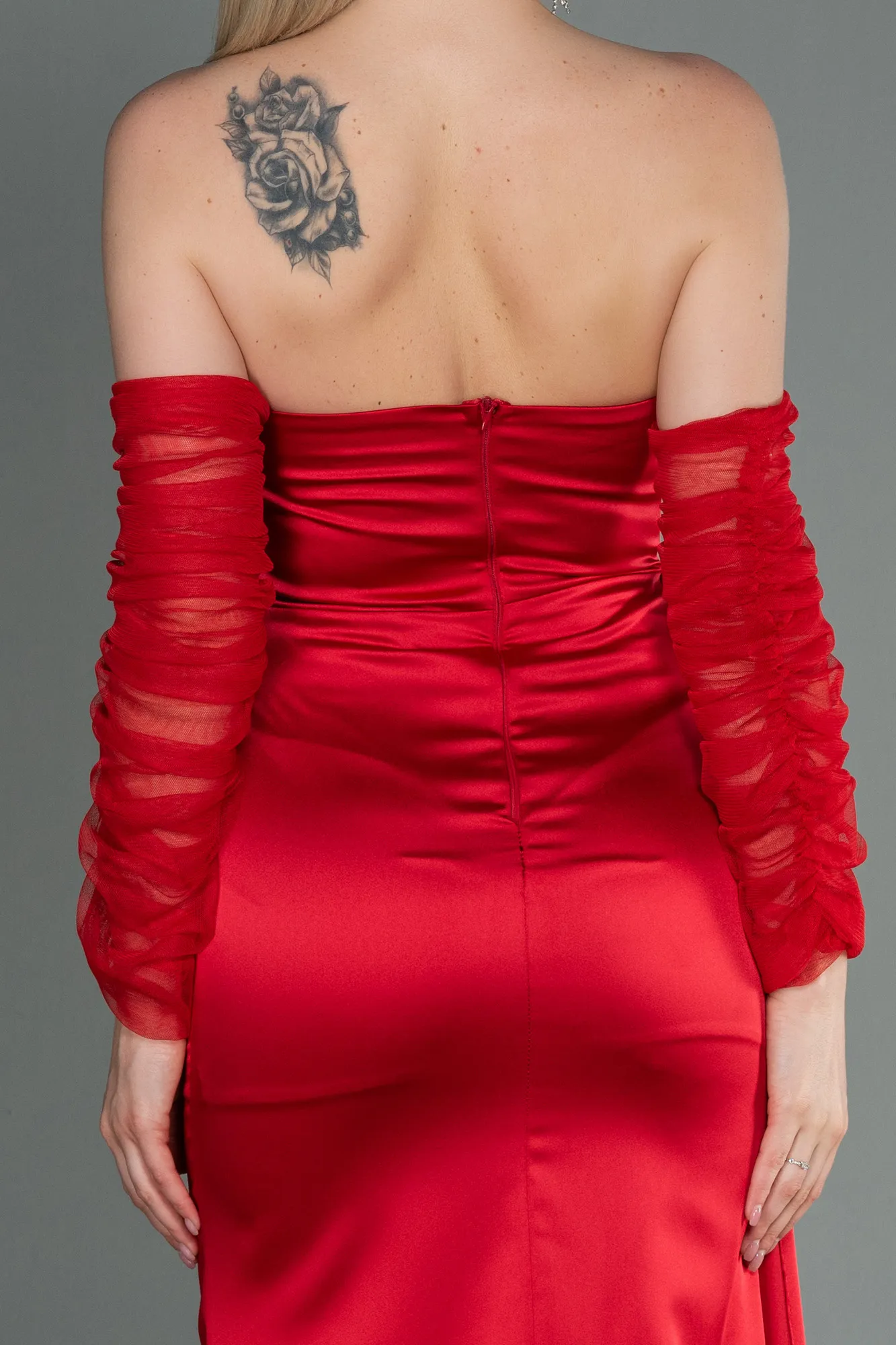 Red-Long Satin Evening Dress ABU3175