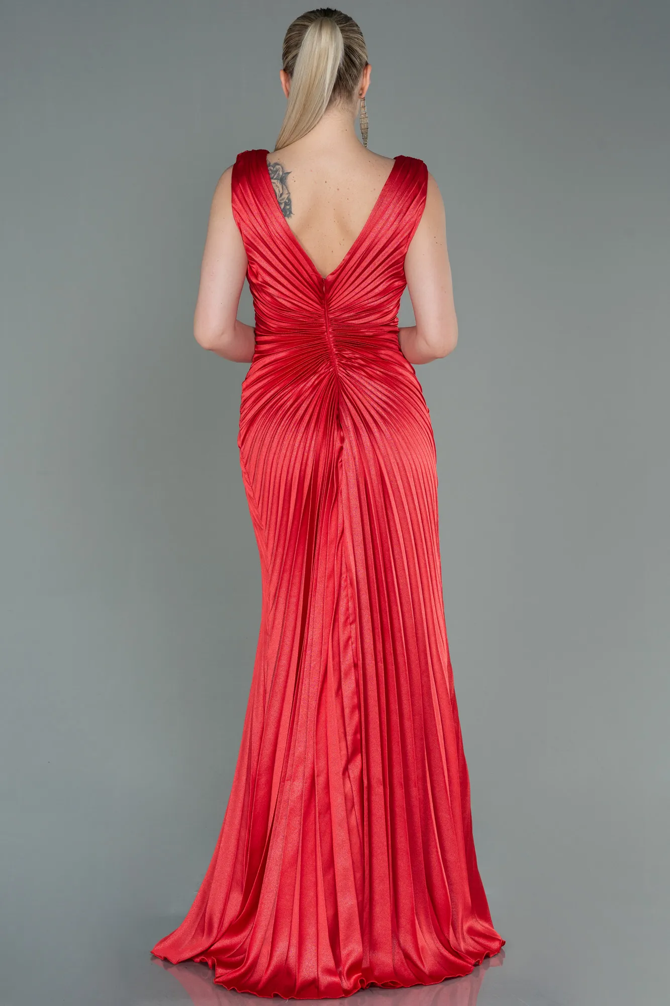 Red-Long Satin Evening Dress ABU3183