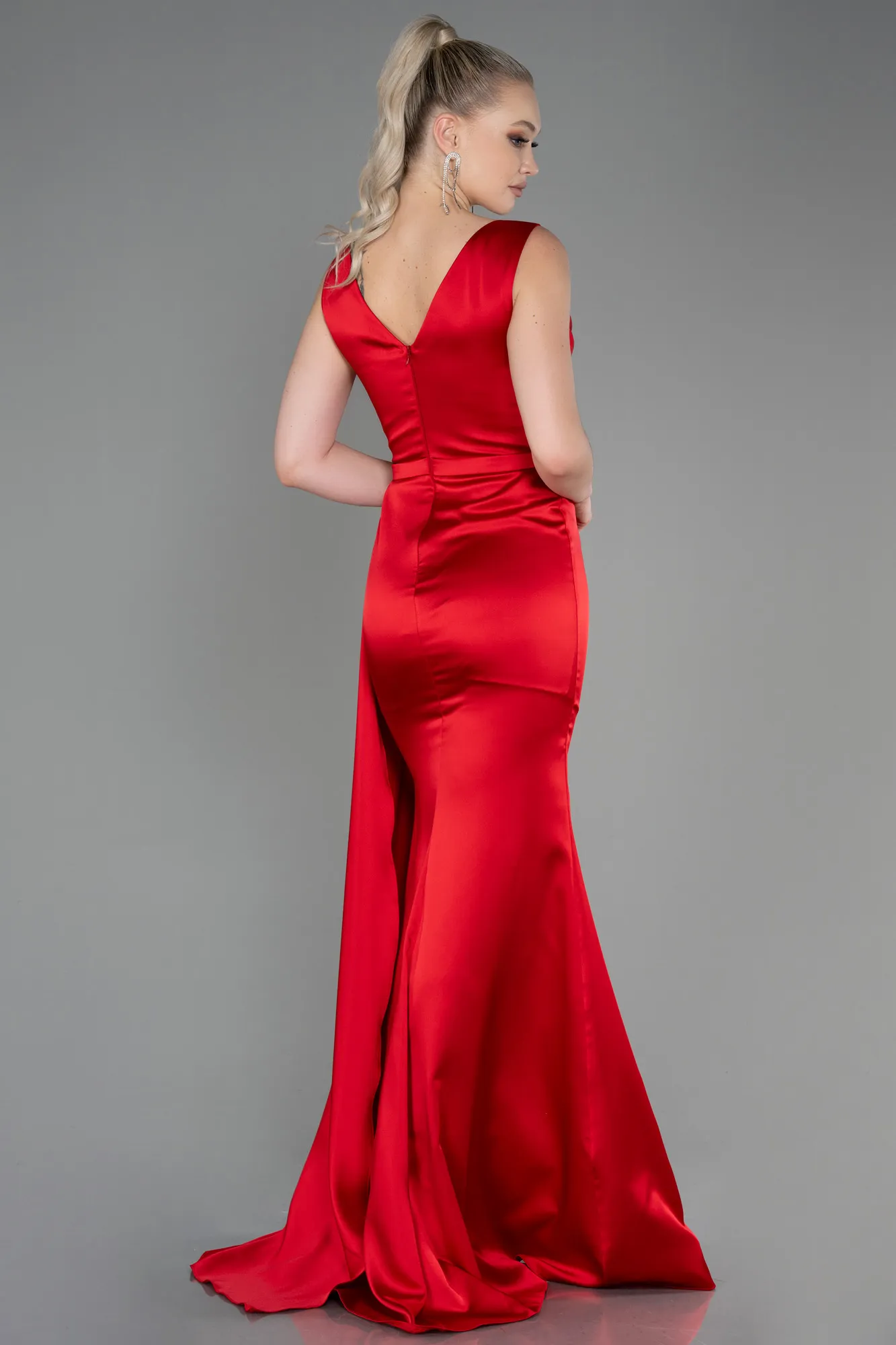 Red-Long Satin Evening Dress ABU3235