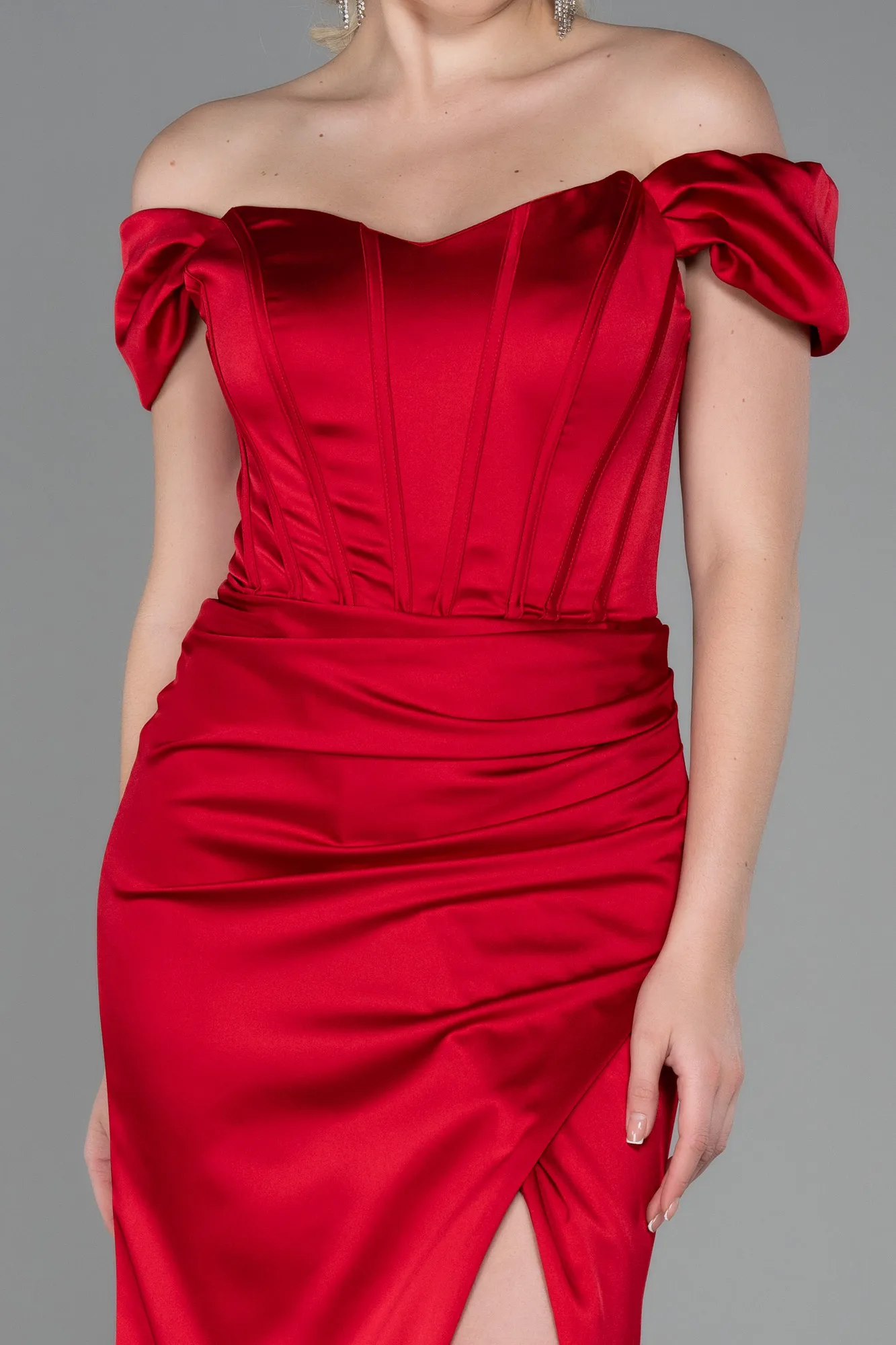Red-Long Satin Evening Dress ABU3269
