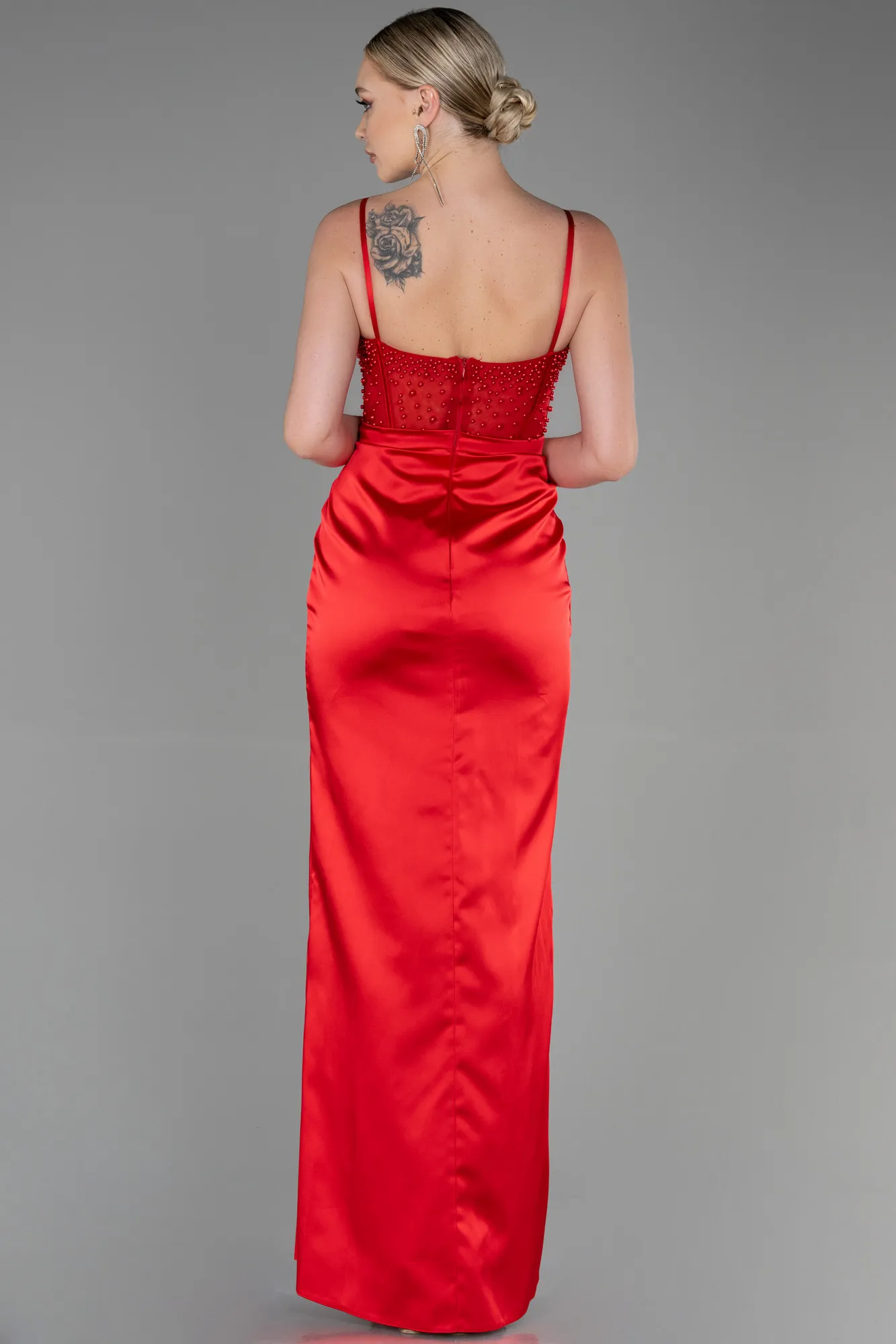 Red-Long Satin Evening Dress ABU3312