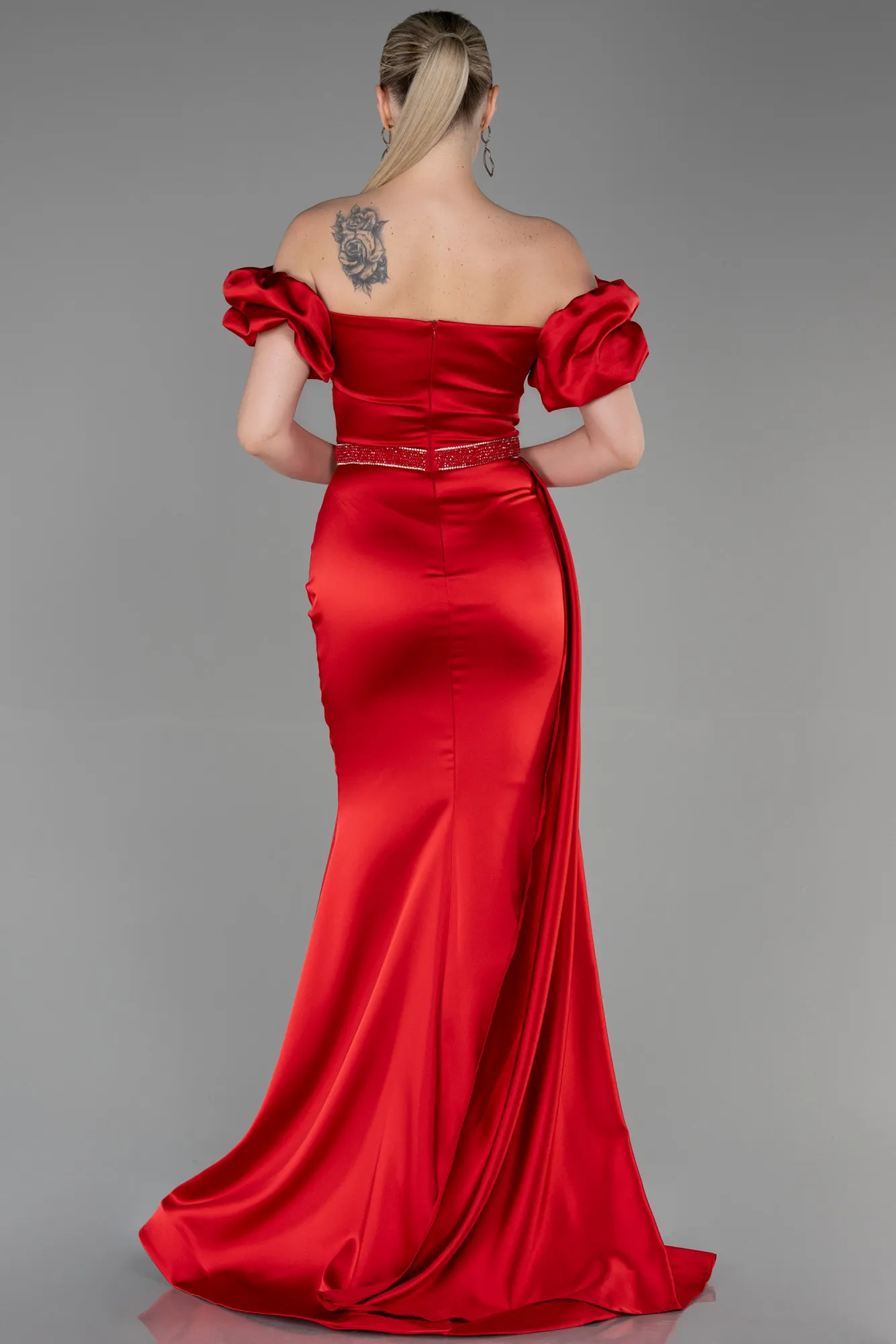 Red-Long Satin Evening Dress ABU3331