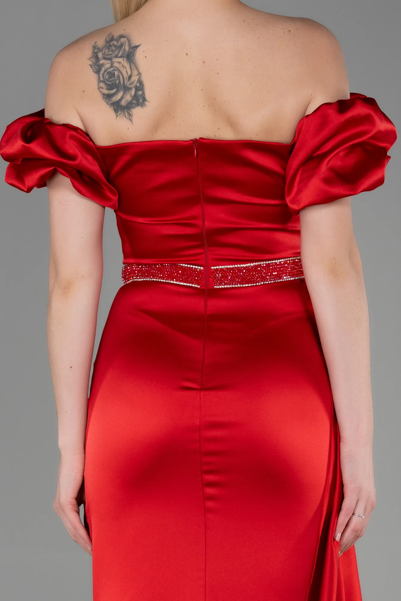 Red-Long Satin Evening Dress ABU3331