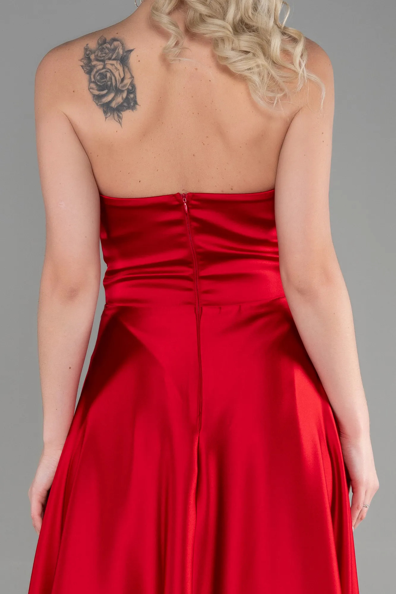 Red-Long Satin Evening Dress ABU3385