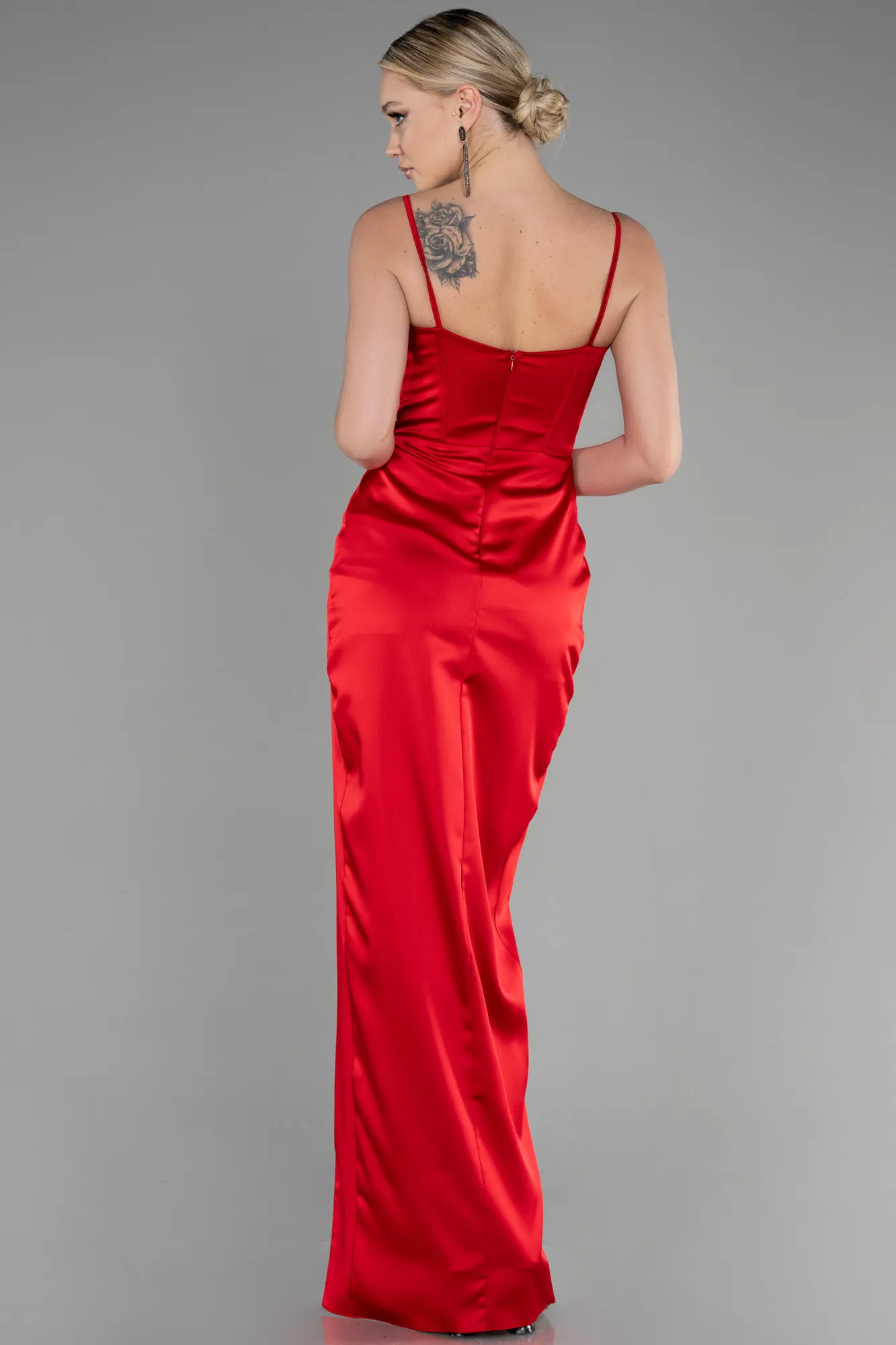 Red-Long Satin Evening Dress ABU3390