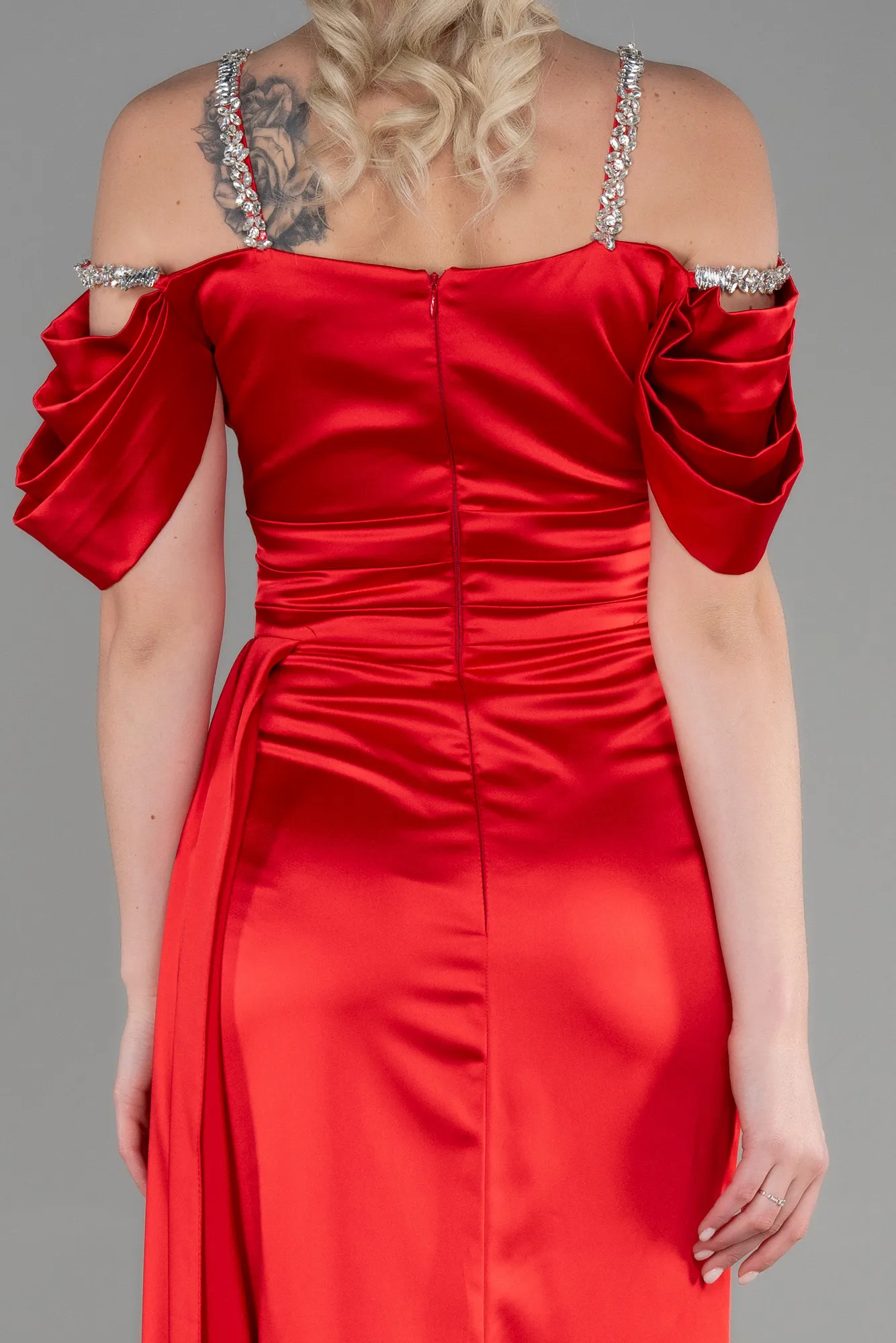 Red-Long Satin Evening Dress ABU3398