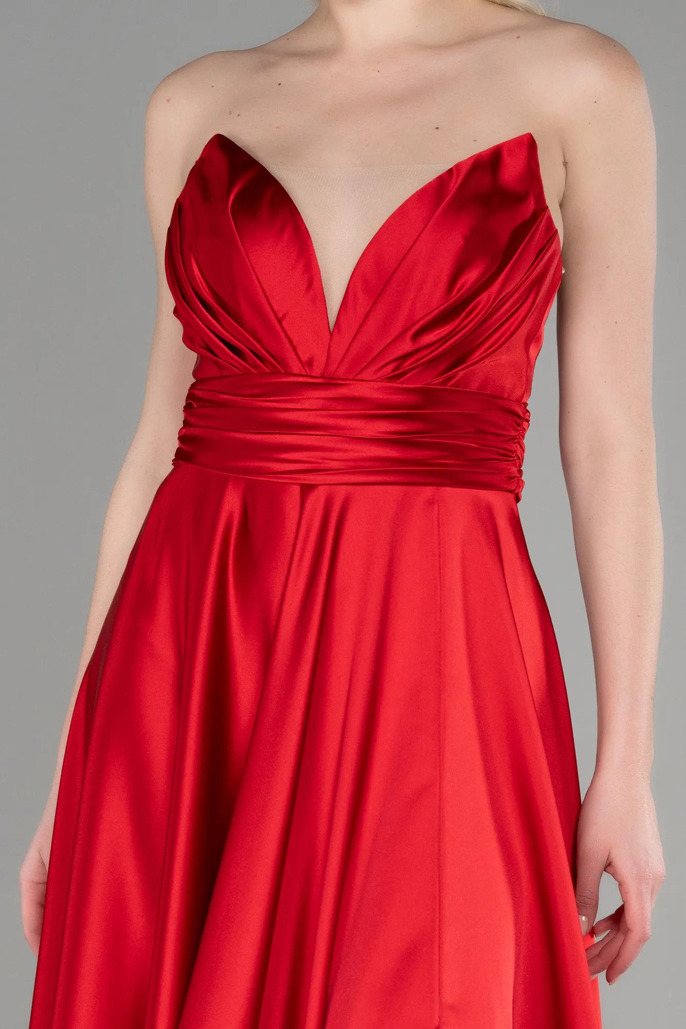 Red-Long Satin Evening Dress ABU3502