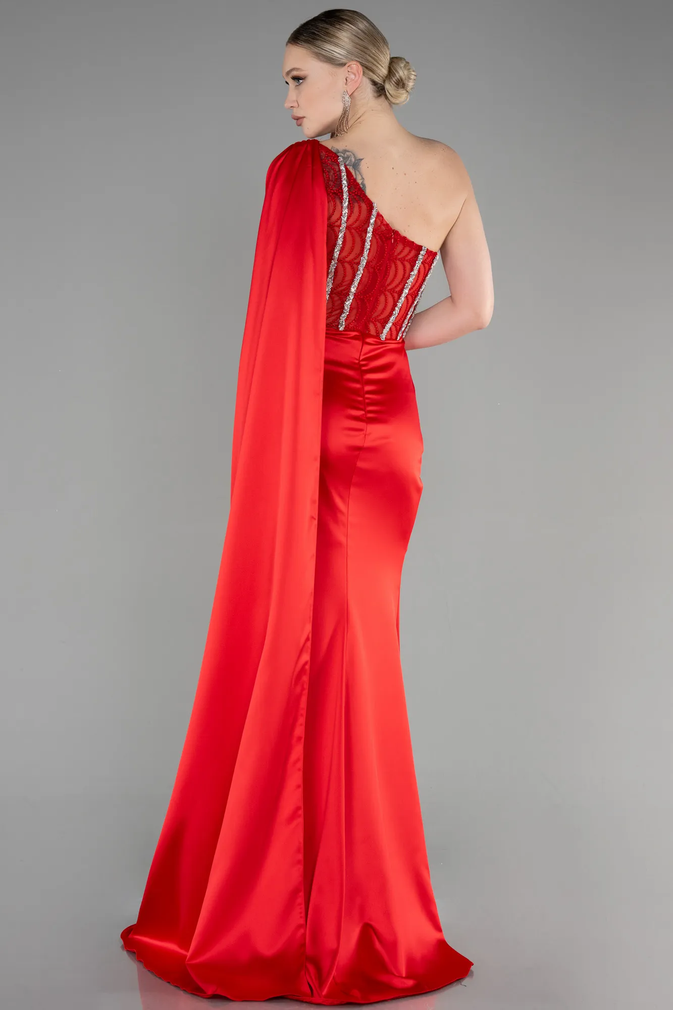 Red-Long Satin Evening Dress ABU3603