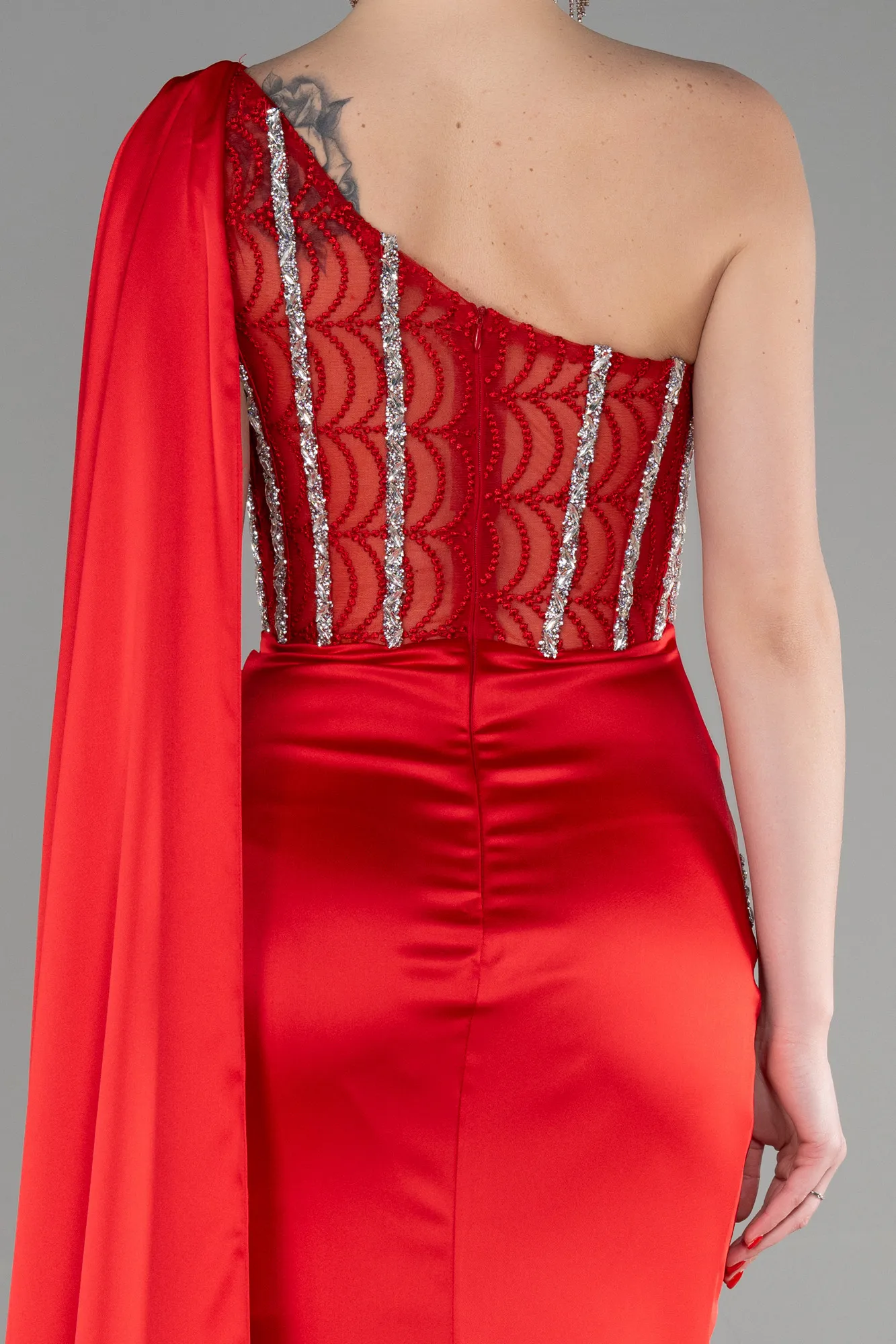 Red-Long Satin Evening Dress ABU3603