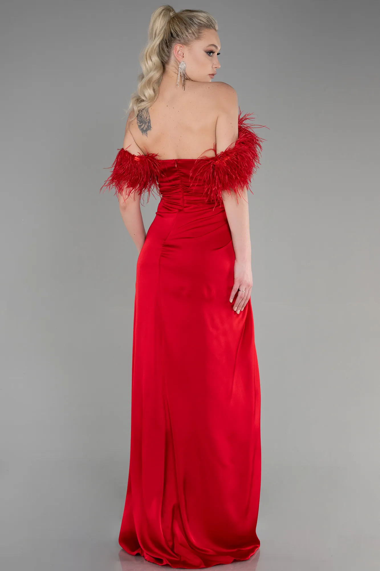 Red-Long Satin Evening Dress ABU3631