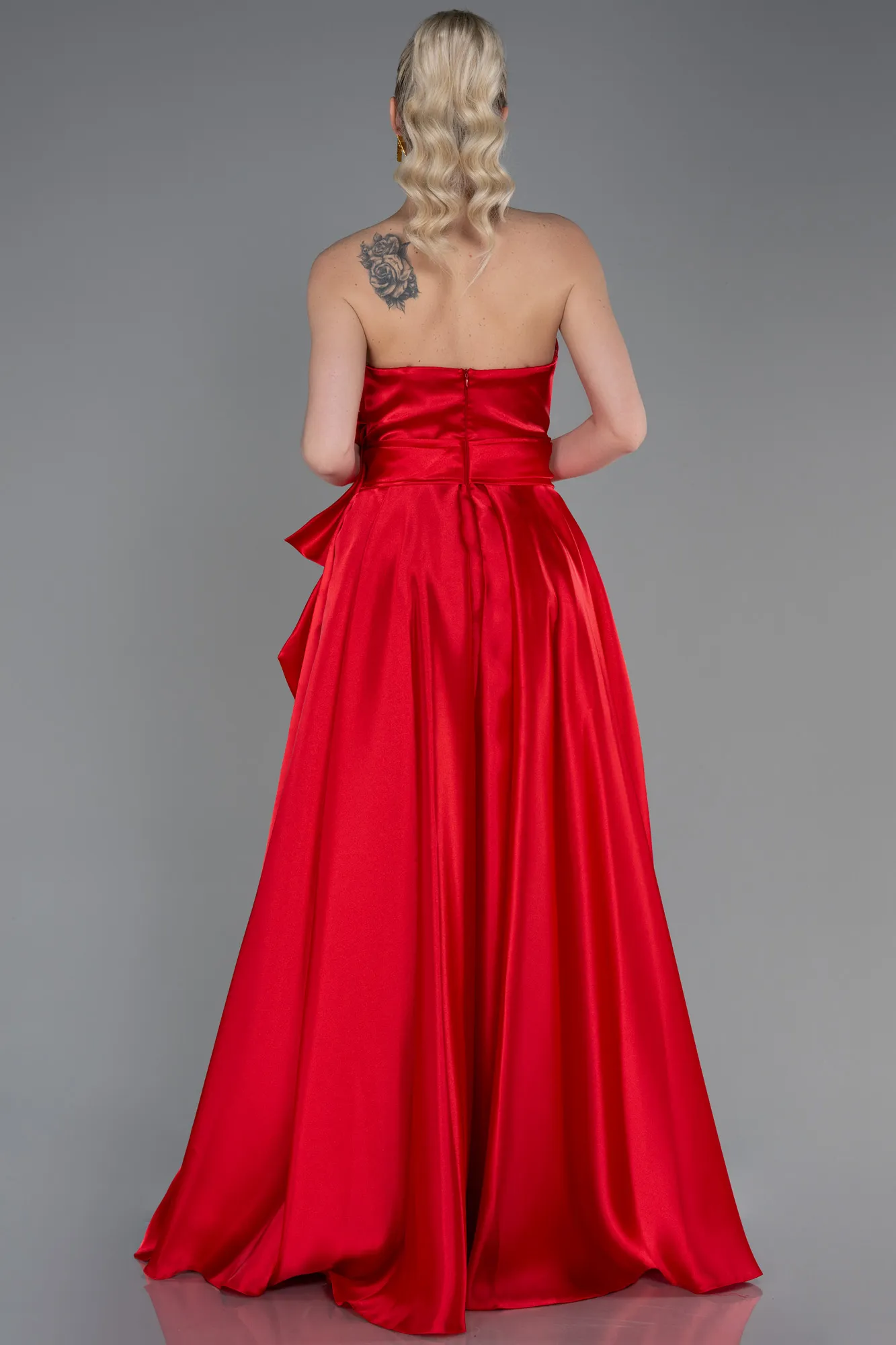 Red-Long Satin Evening Dress ABU3674