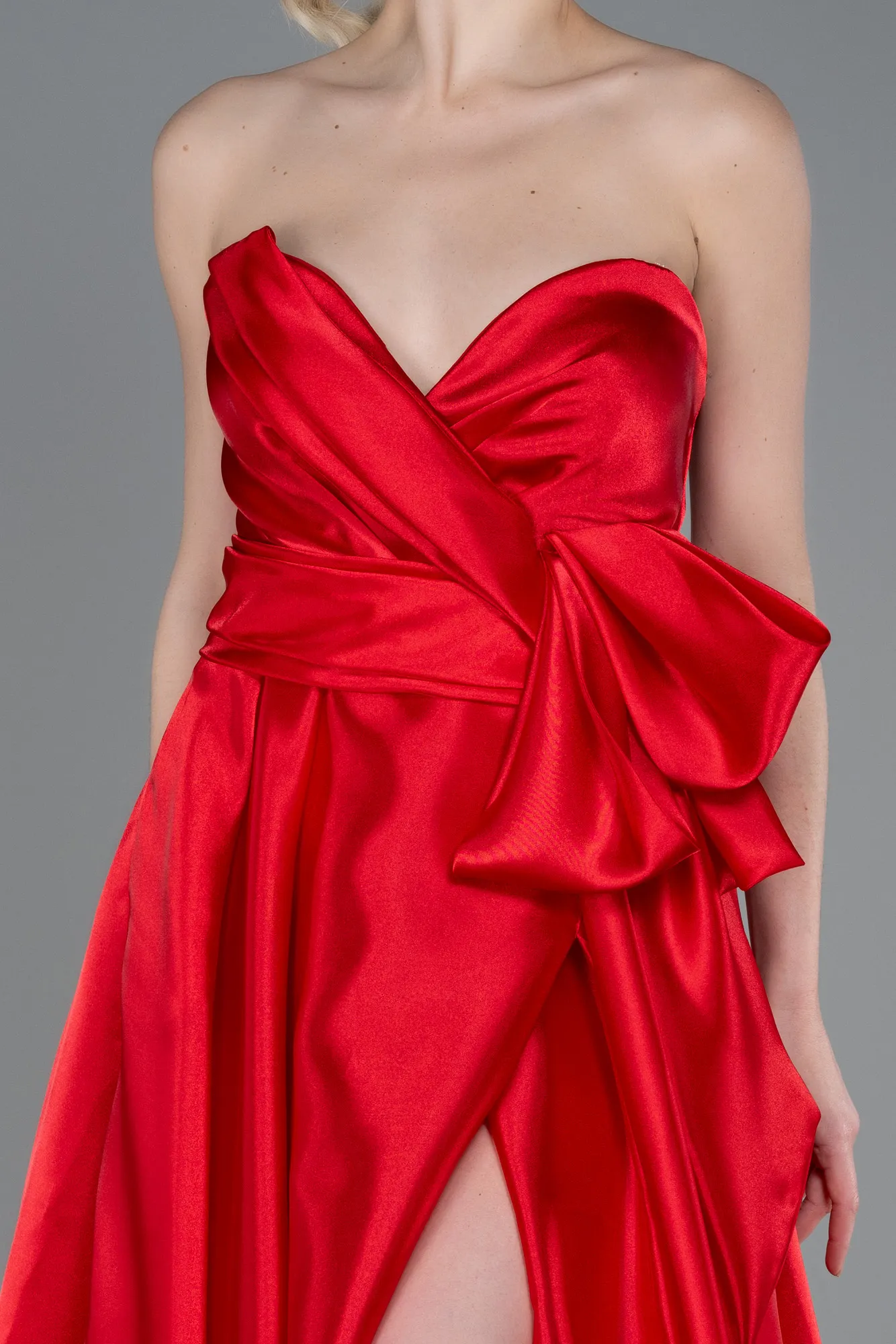 Red-Long Satin Evening Dress ABU3674