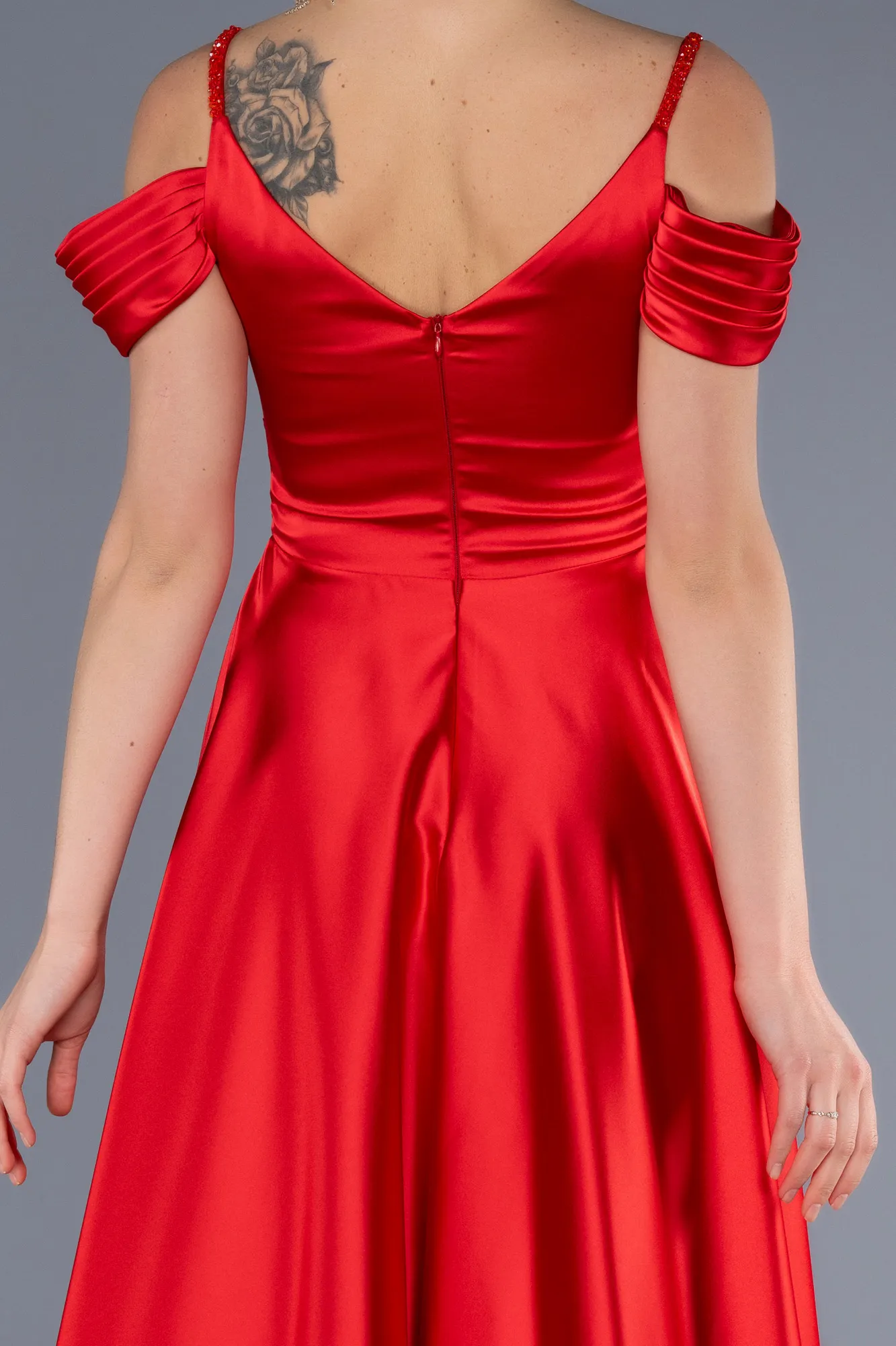 Red-Long Satin Evening Dress ABU3678