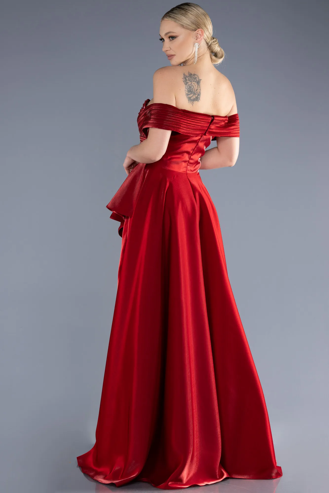 Red-Long Satin Evening Dress ABU3701