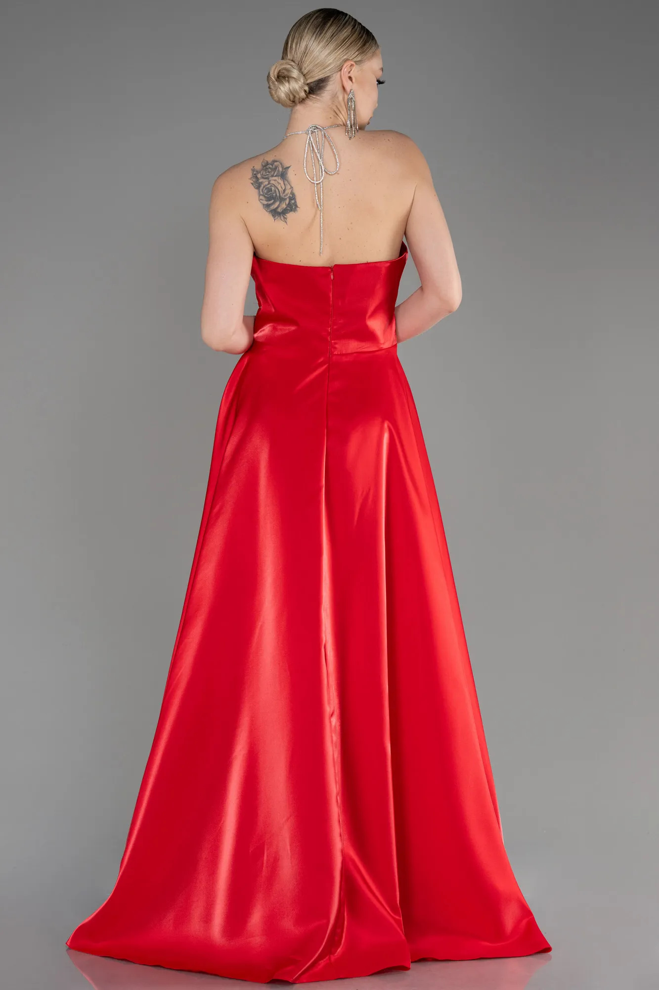 Red-Long Satin Evening Dress ABU3755