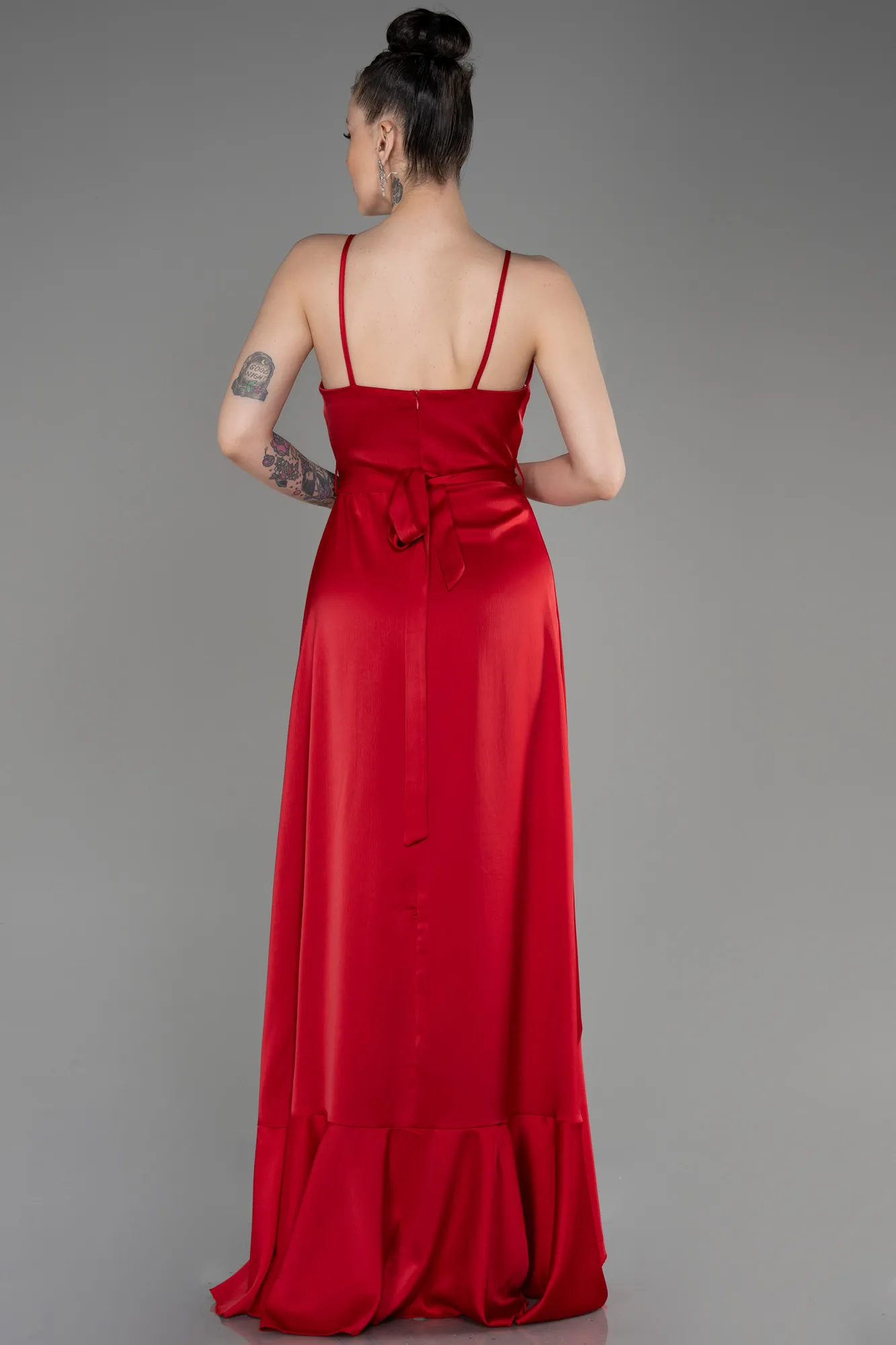 Red-Long Satin Evening Dress ABU3807