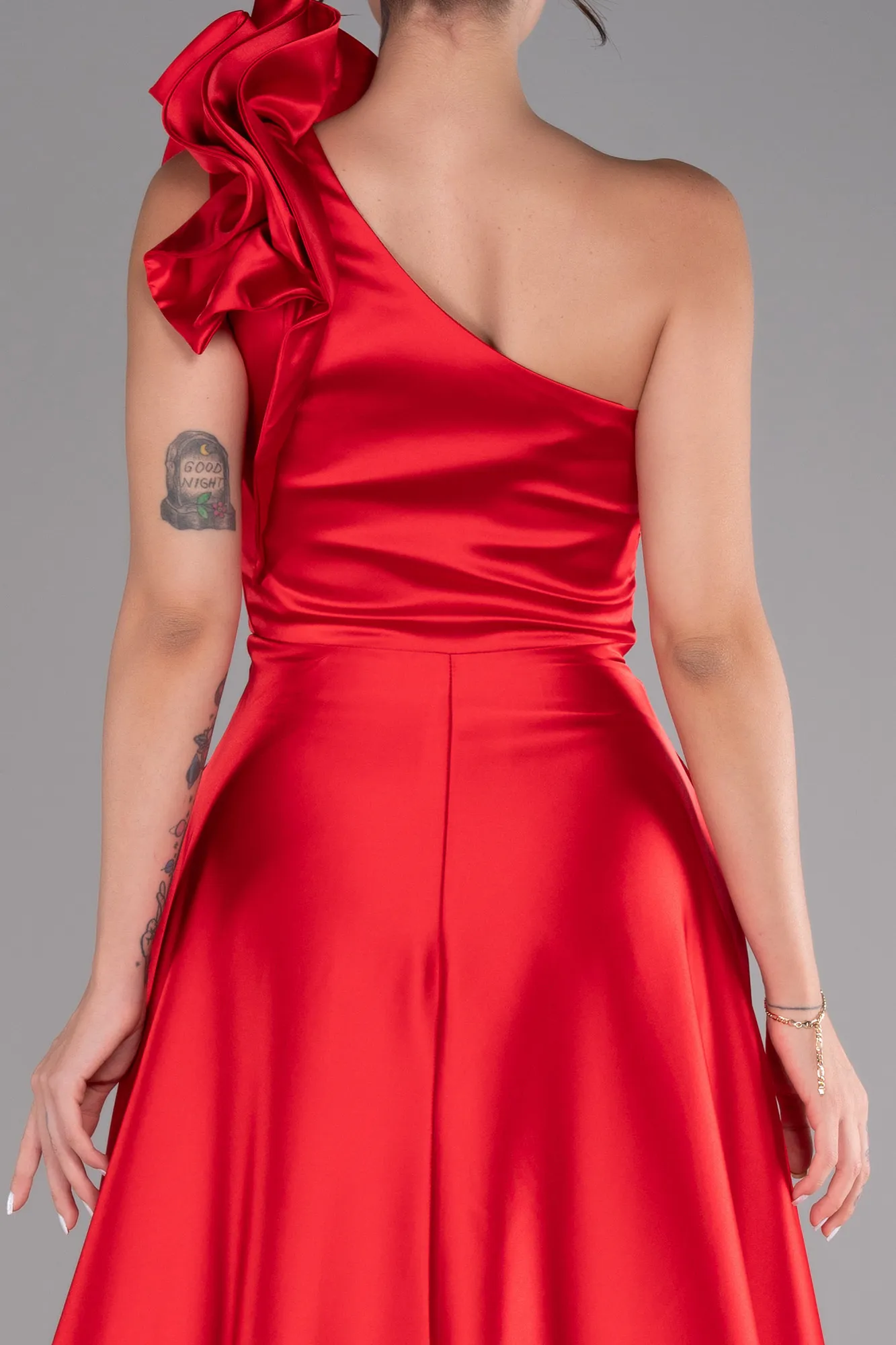 Red-Long Satin Evening Dress ABU4189