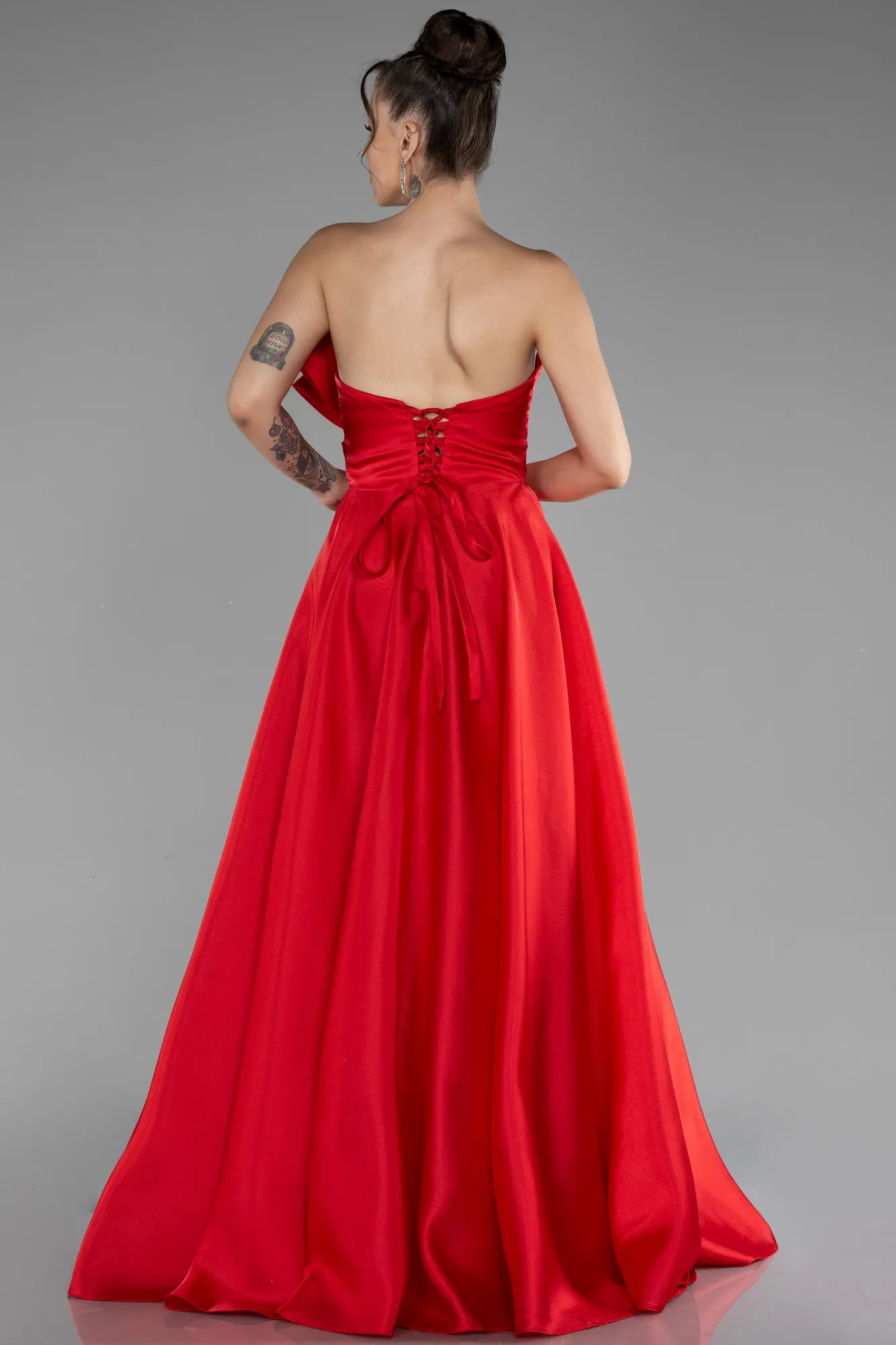 Red-Long Satin Evening Dress ABU4222