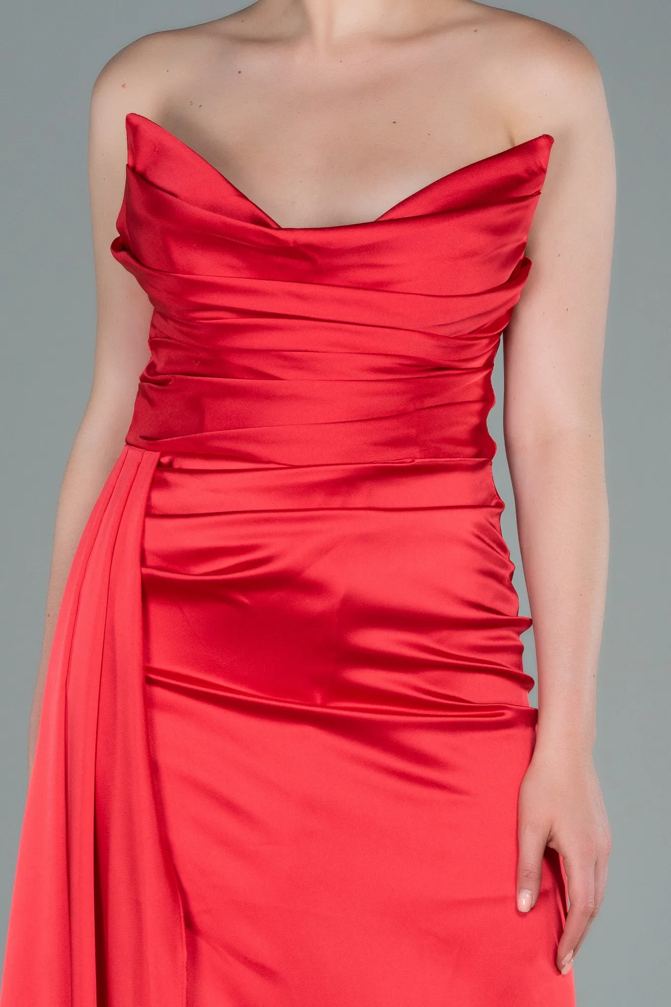 Red-Long Satin Prom Gown ABU2340