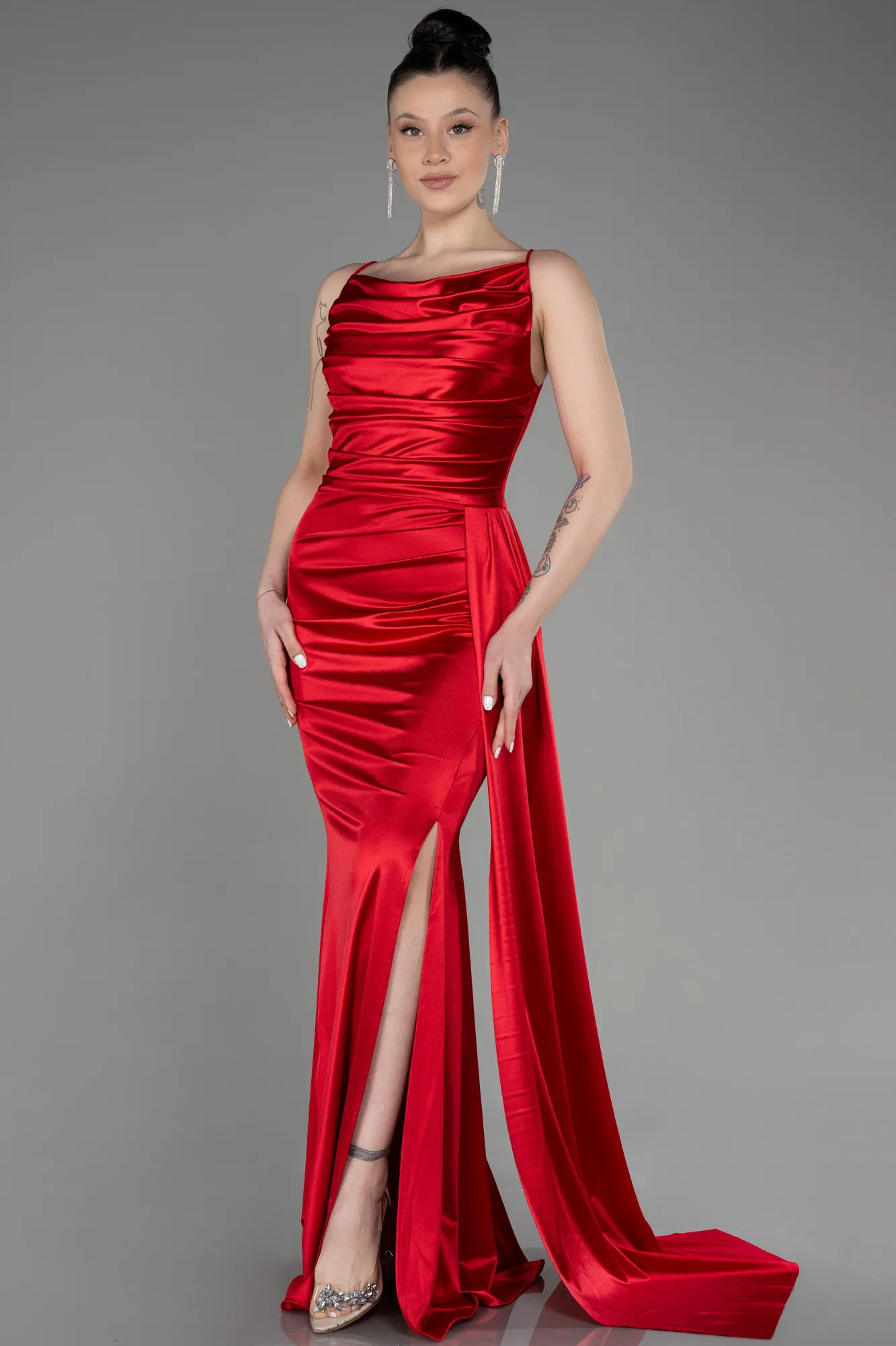 Red-Long Satin Prom Gown ABU2539