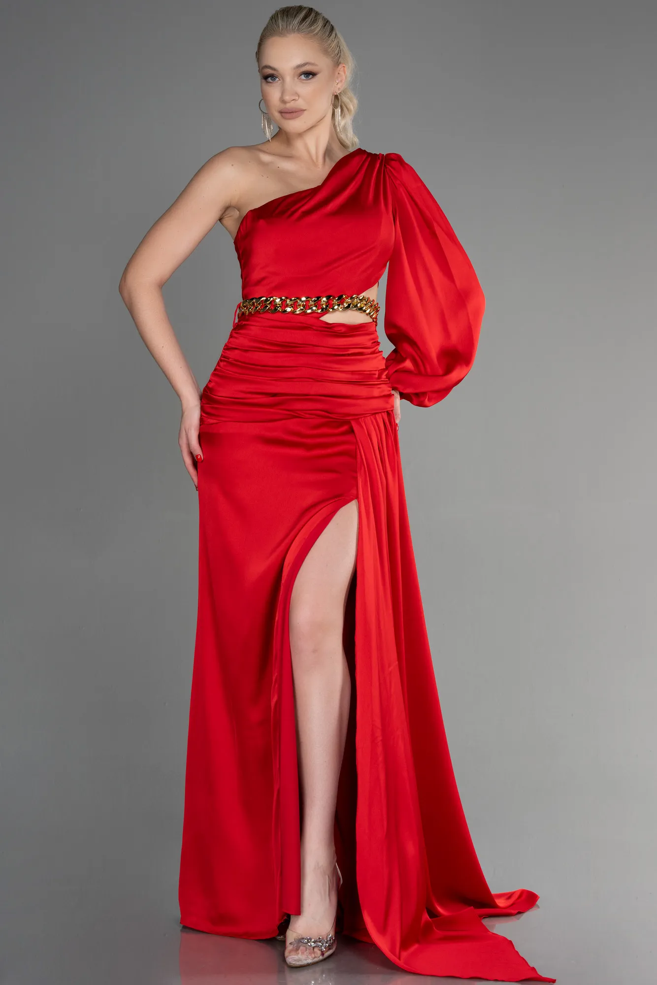 Red-Long Satin Prom Gown ABU2625