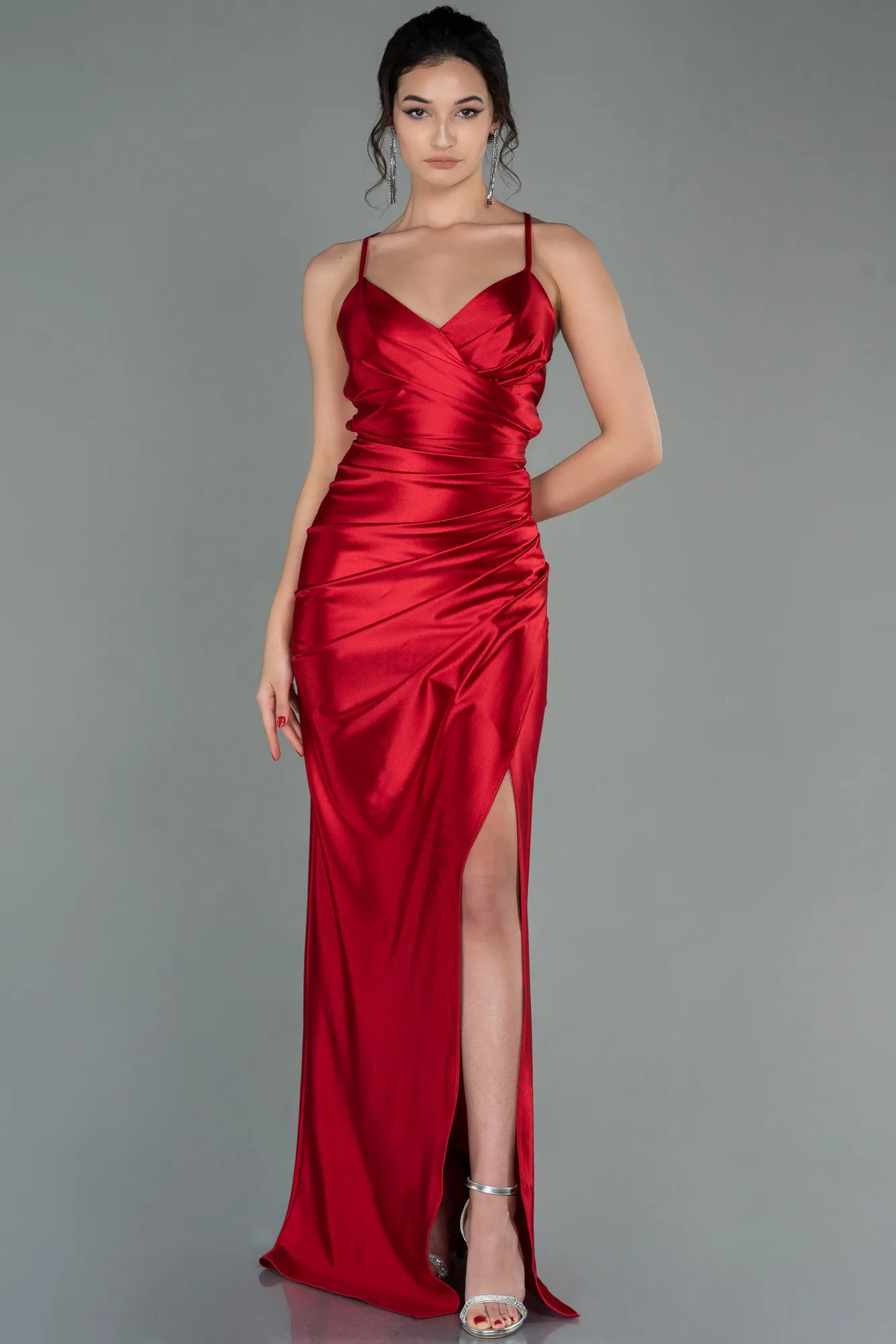 Red-Long Satin Prom Gown ABU2800