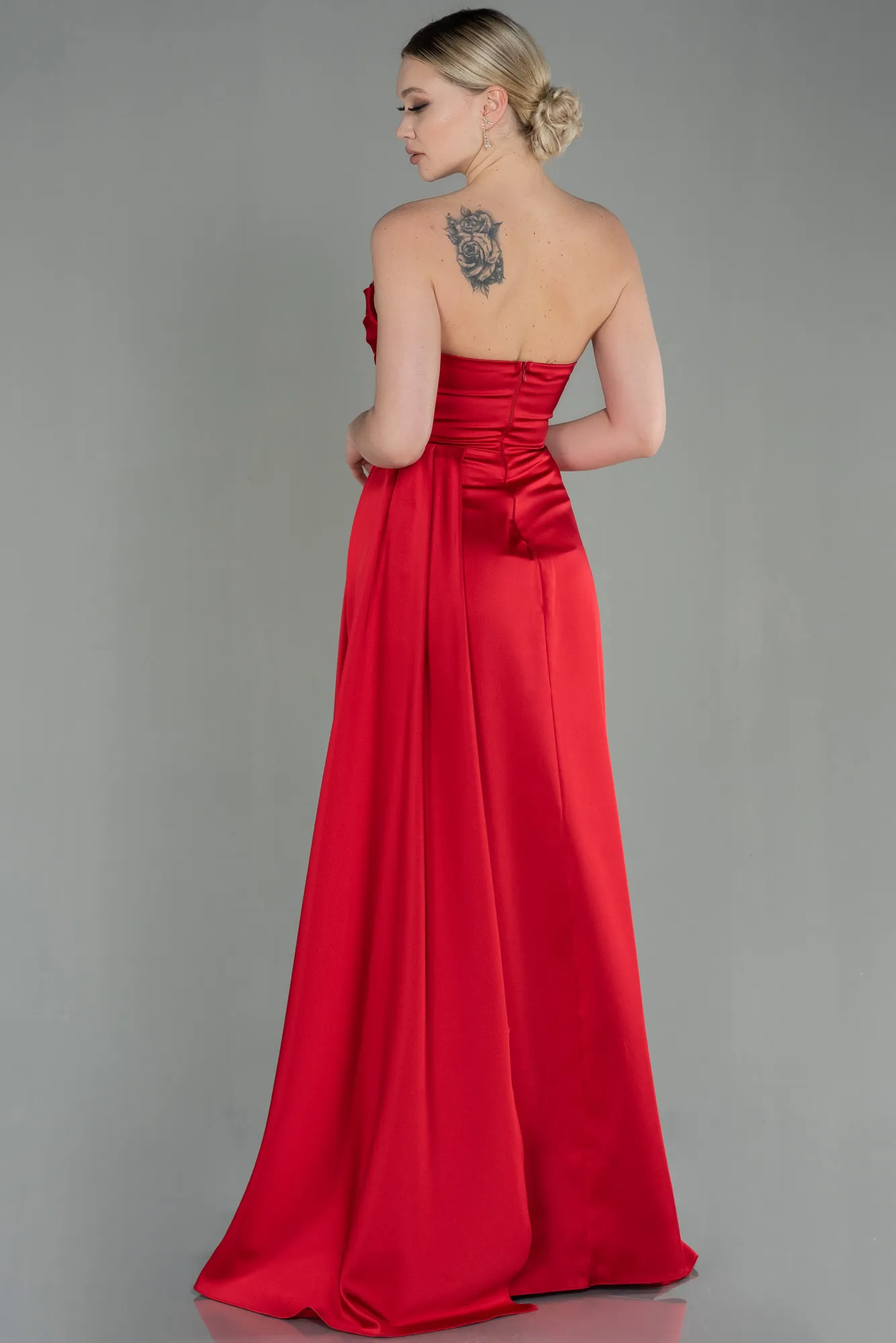 Red-Long Satin Prom Gown ABU2965