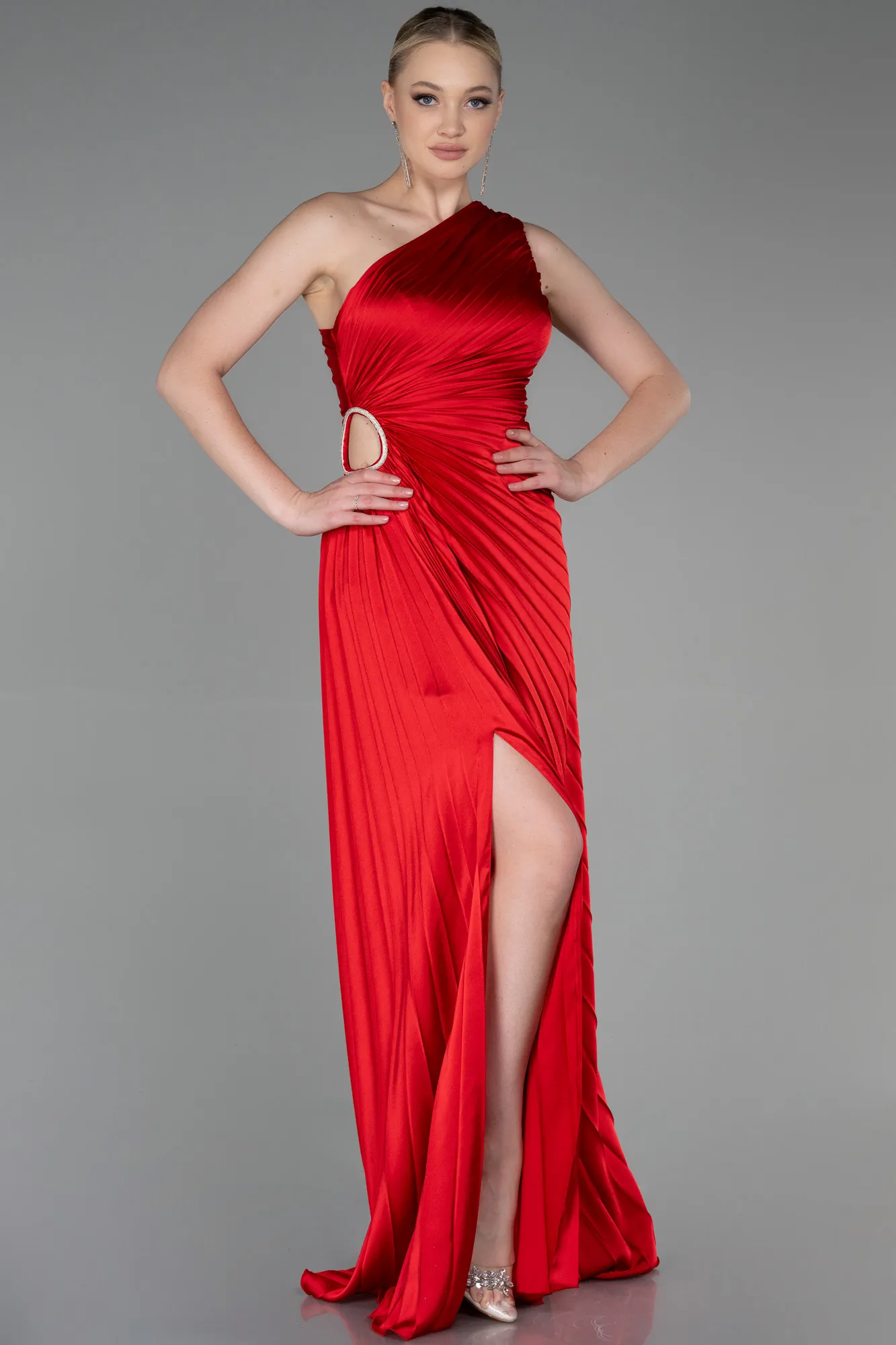 Red-Long Satin Prom Gown ABU3159