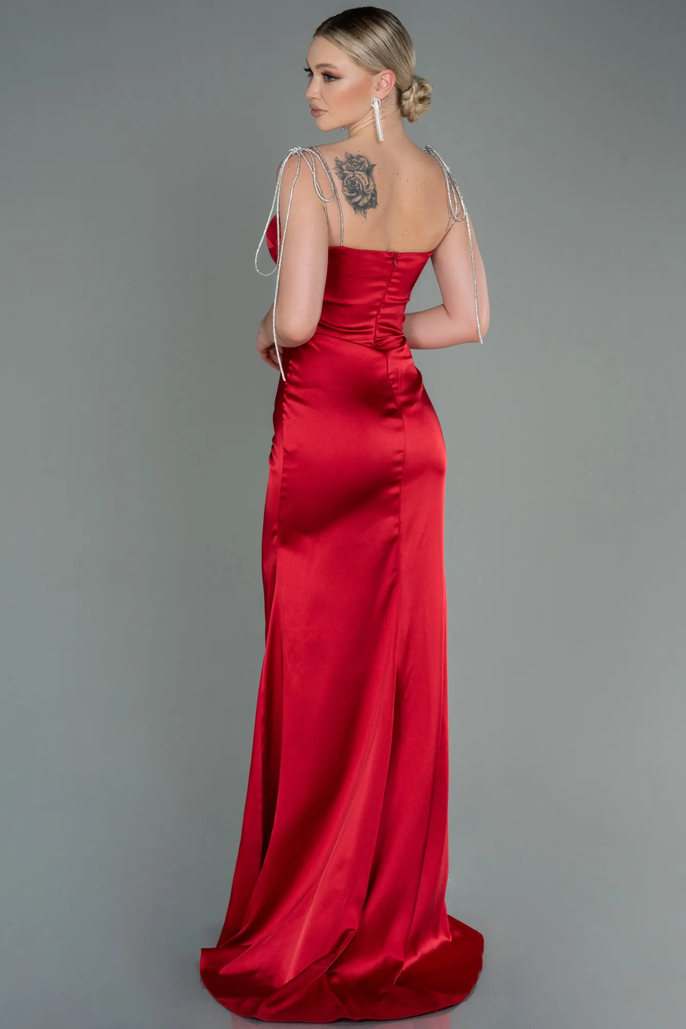 Red-Long Satin Prom Gown ABU3198