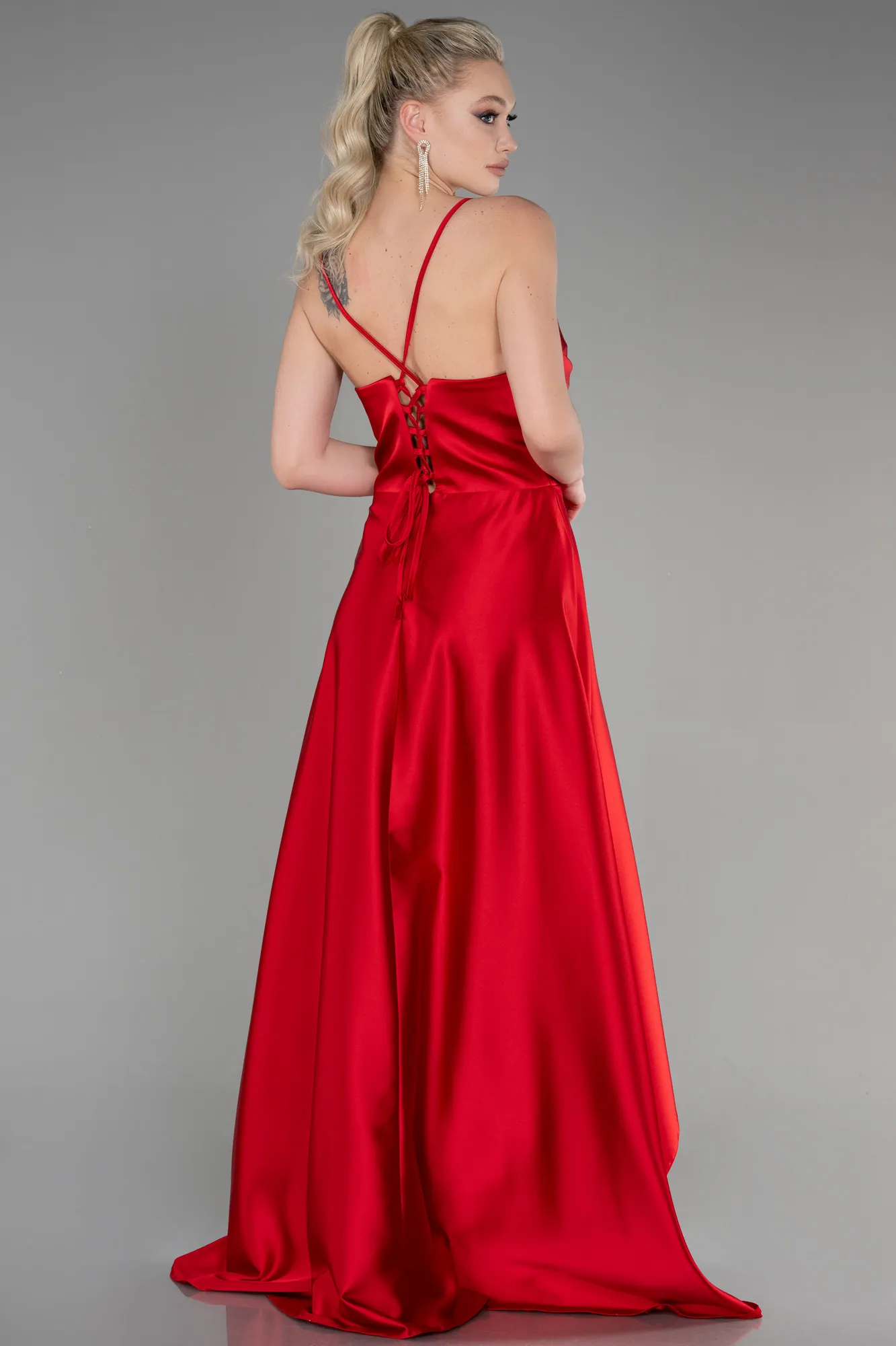 Red-Long Satin Prom Gown ABU3242
