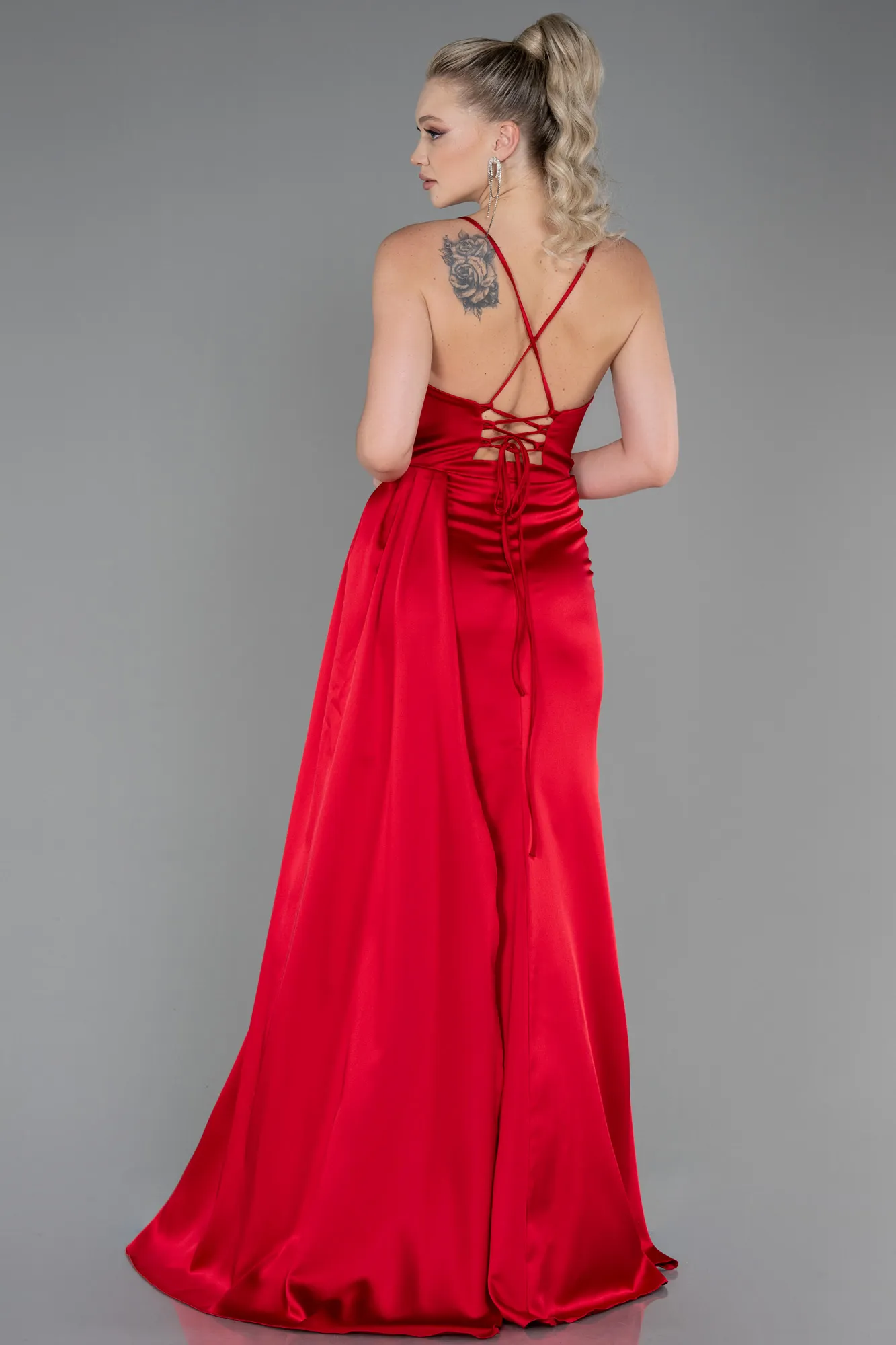 Red-Long Satin Prom Gown ABU3267