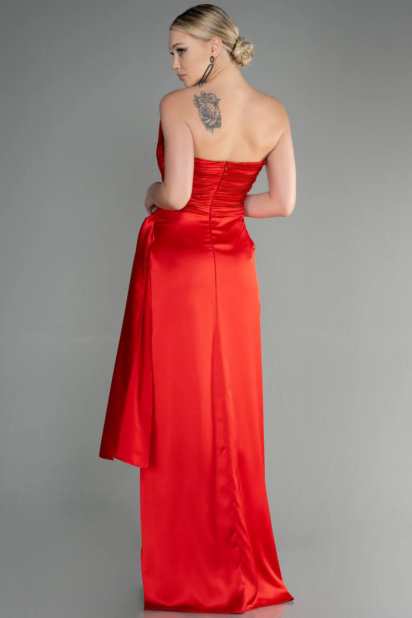 Red-Long Satin Prom Gown ABU3482