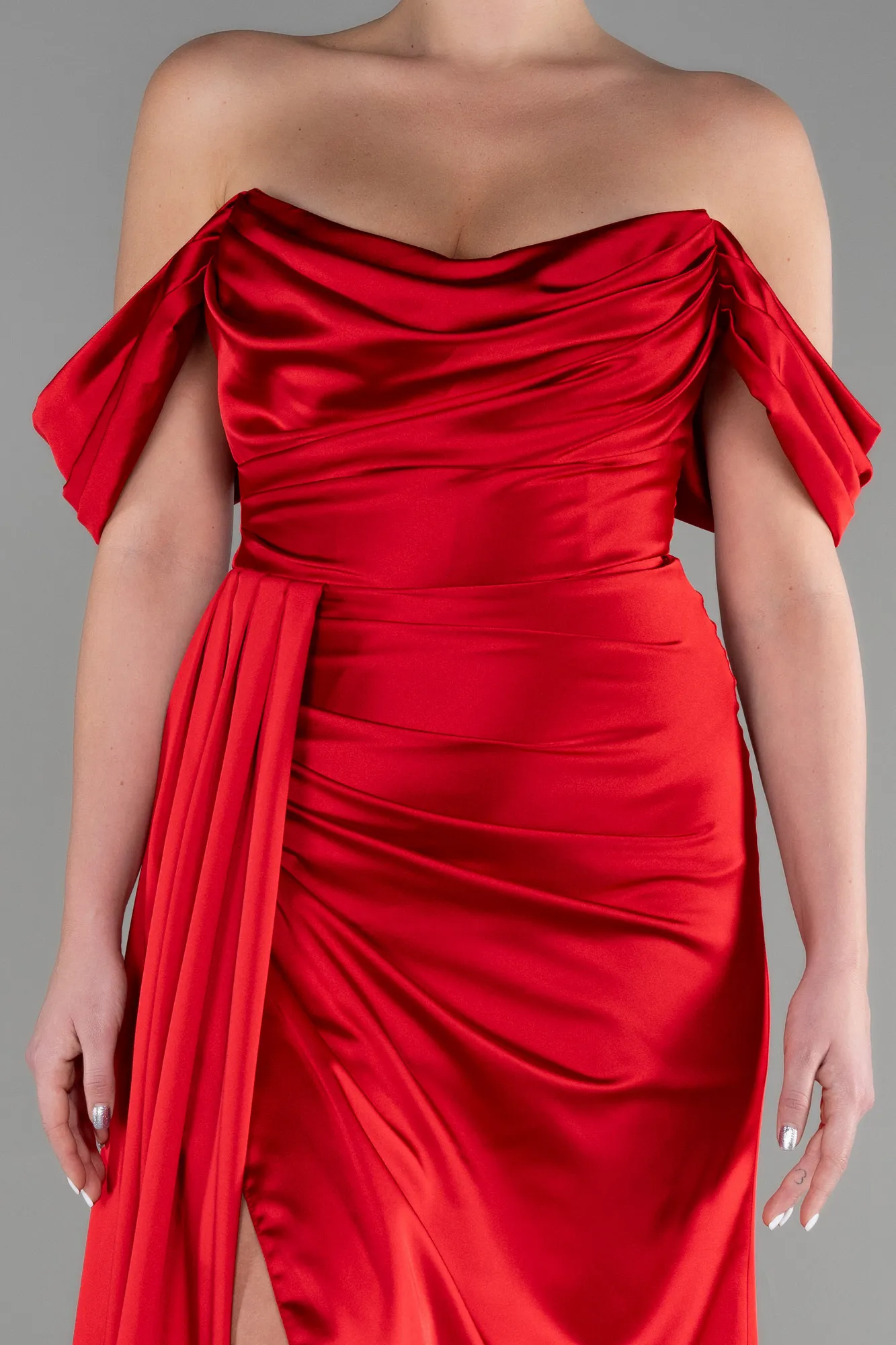 Red-Long Satin Prom Gown ABU3514