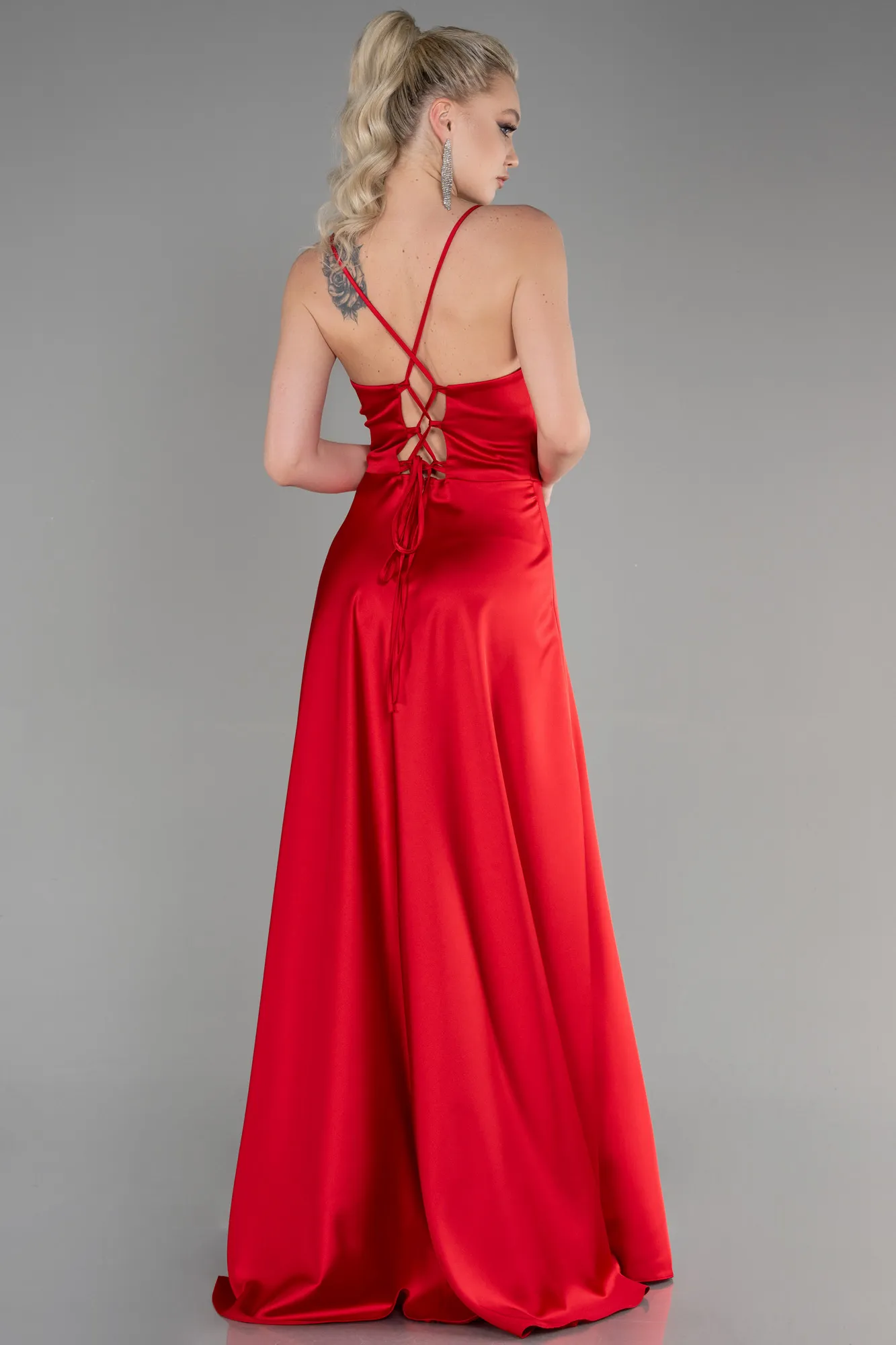 Red-Long Satin Prom Gown ABU3610