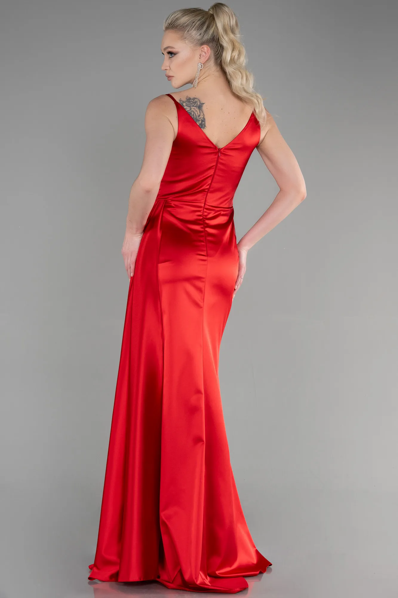 Red-Long Satin Prom Gown ABU3635