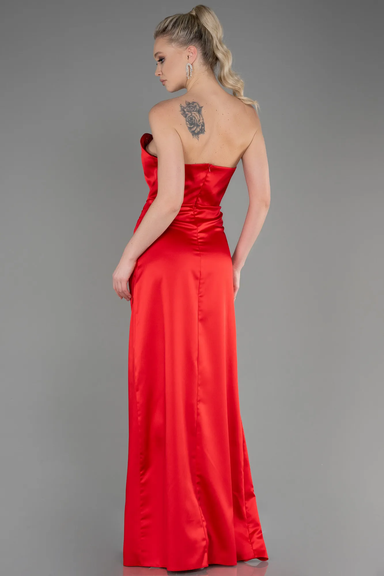 Red-Long Satin Prom Gown ABU3765