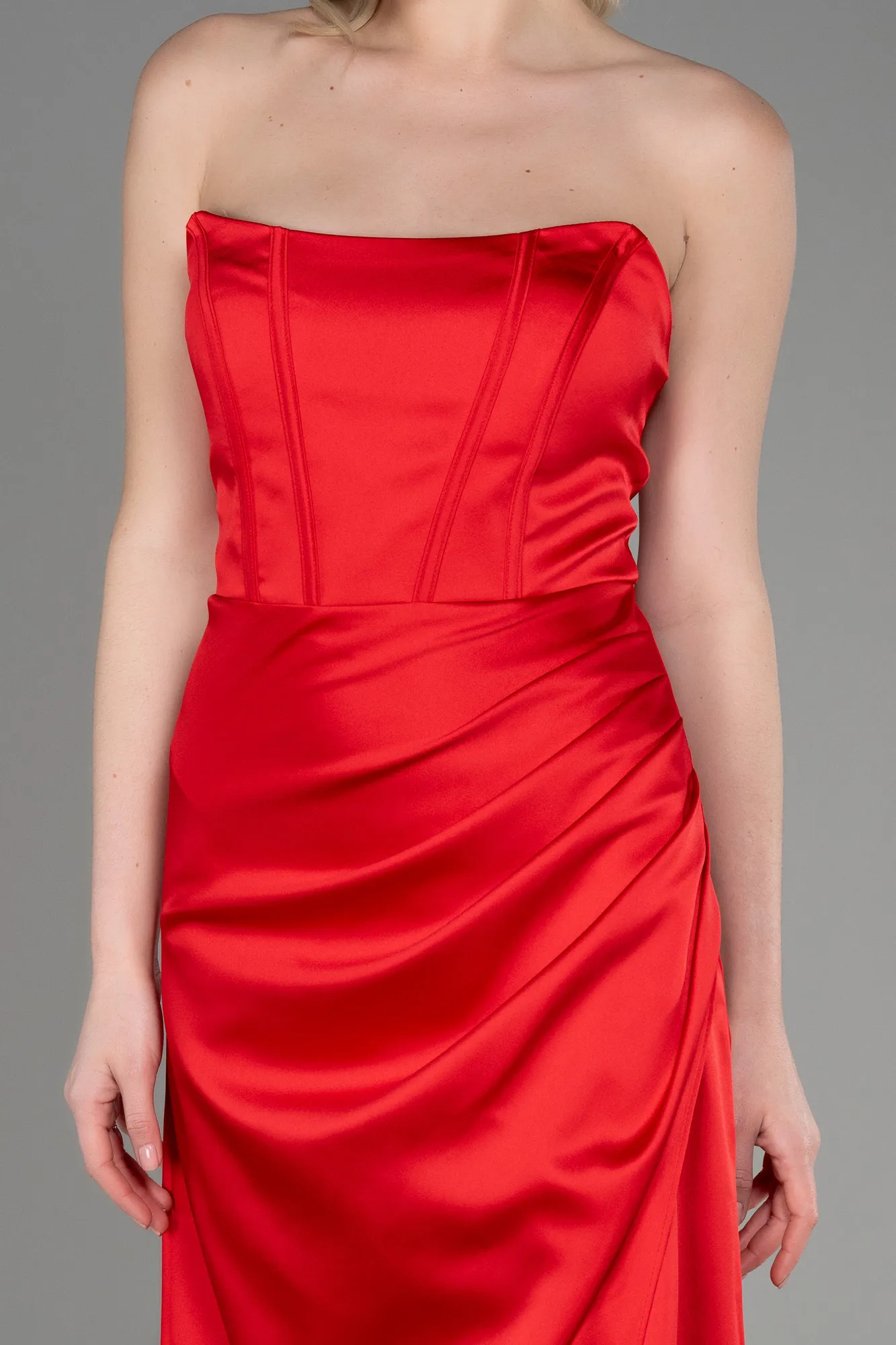 Red-Long Satin Prom Gown ABU3765