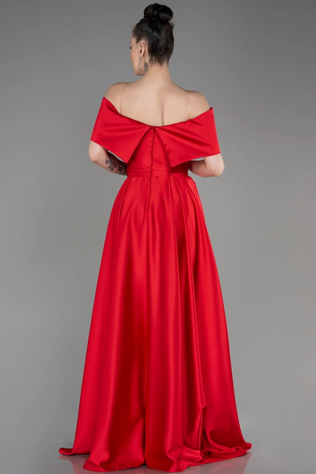 Red-Long Satin Prom Gown ABU3788