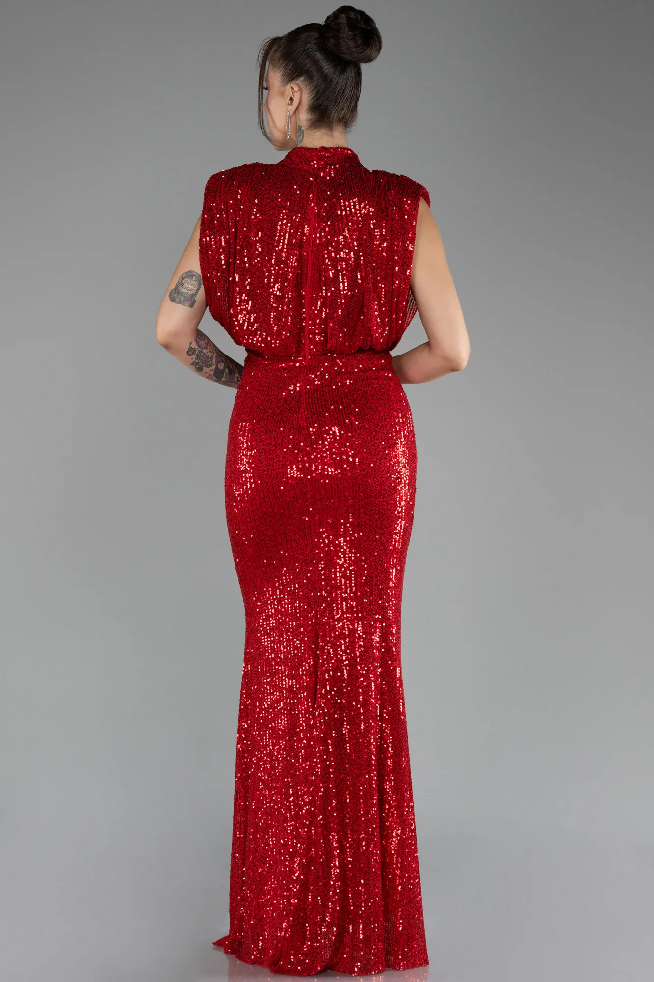 Red-Long Scaly Evening Dress ABU2752