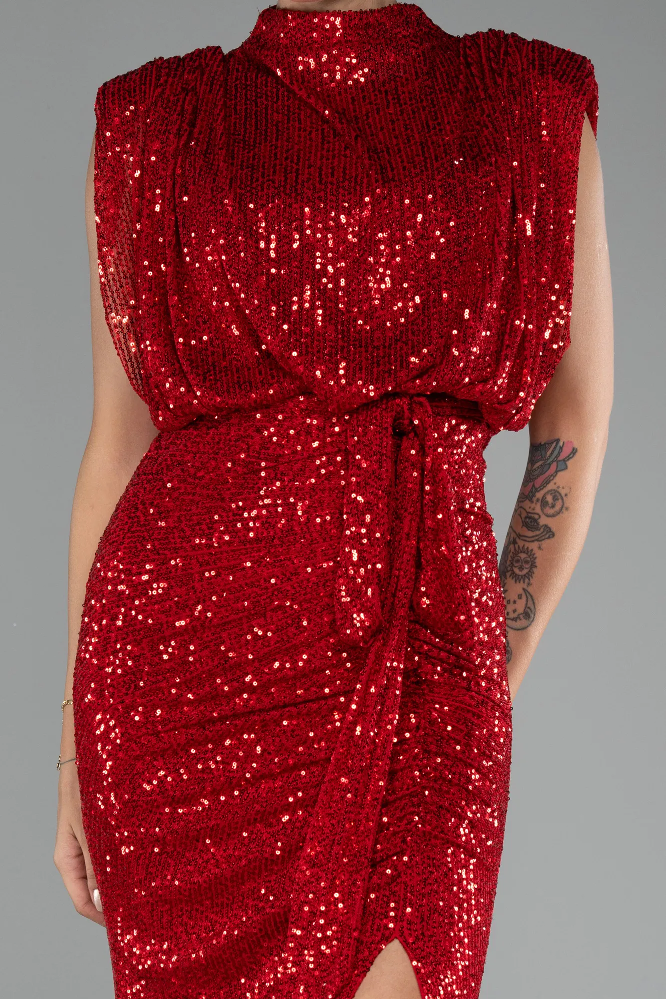 Red-Long Scaly Evening Dress ABU2752