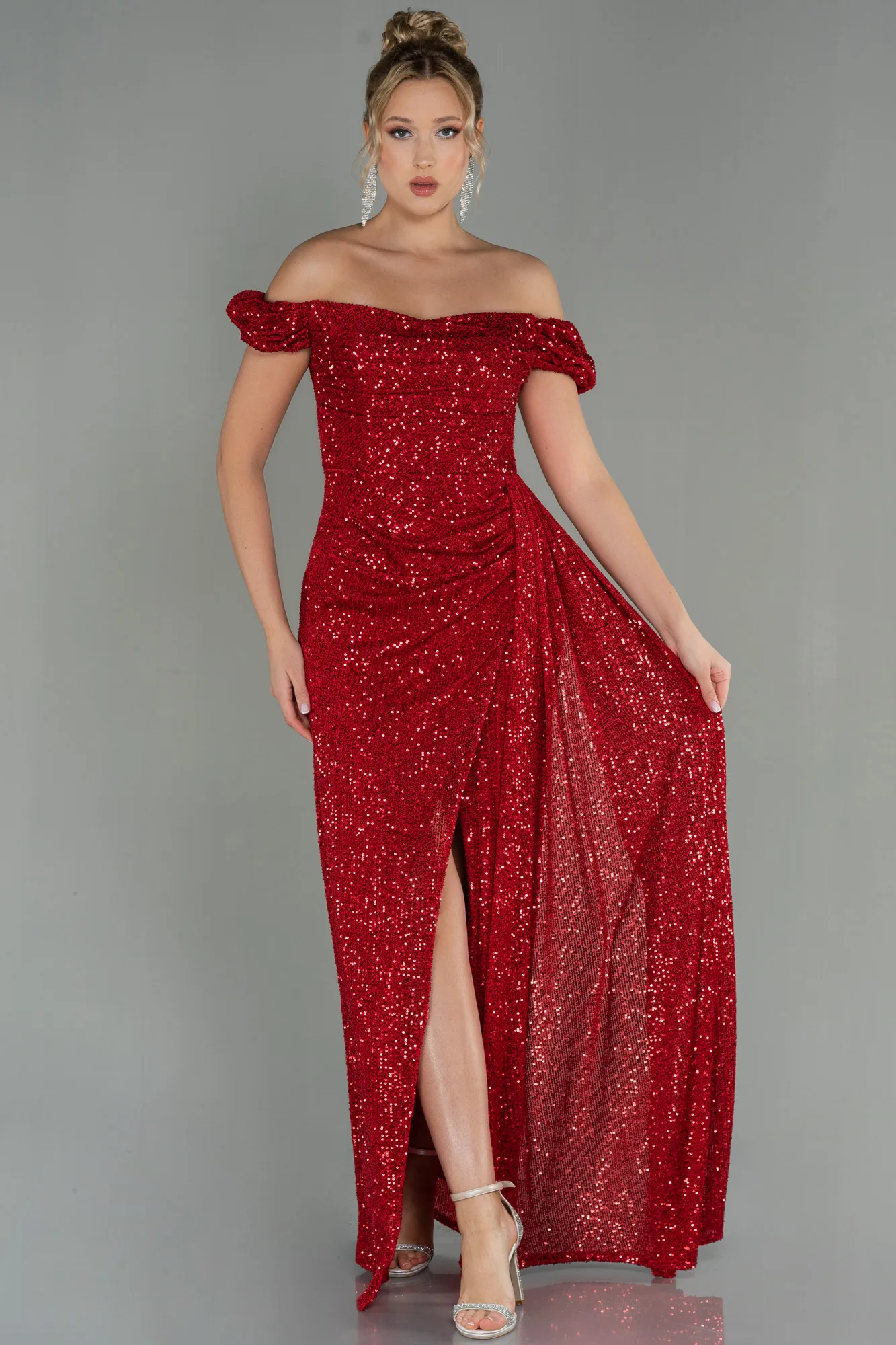 Red-Long Scaly Evening Dress ABU2987