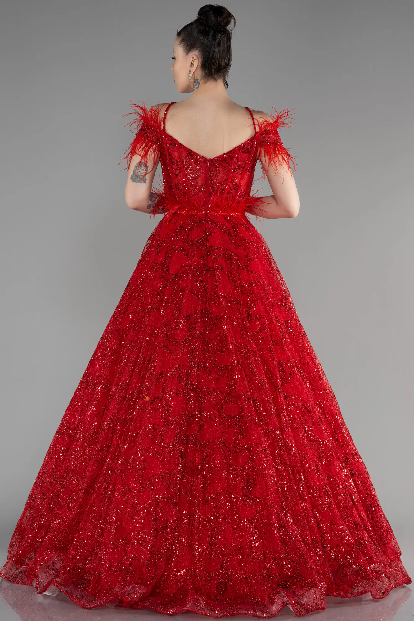 Red-Long Special Design Engagement Dress ABU3555