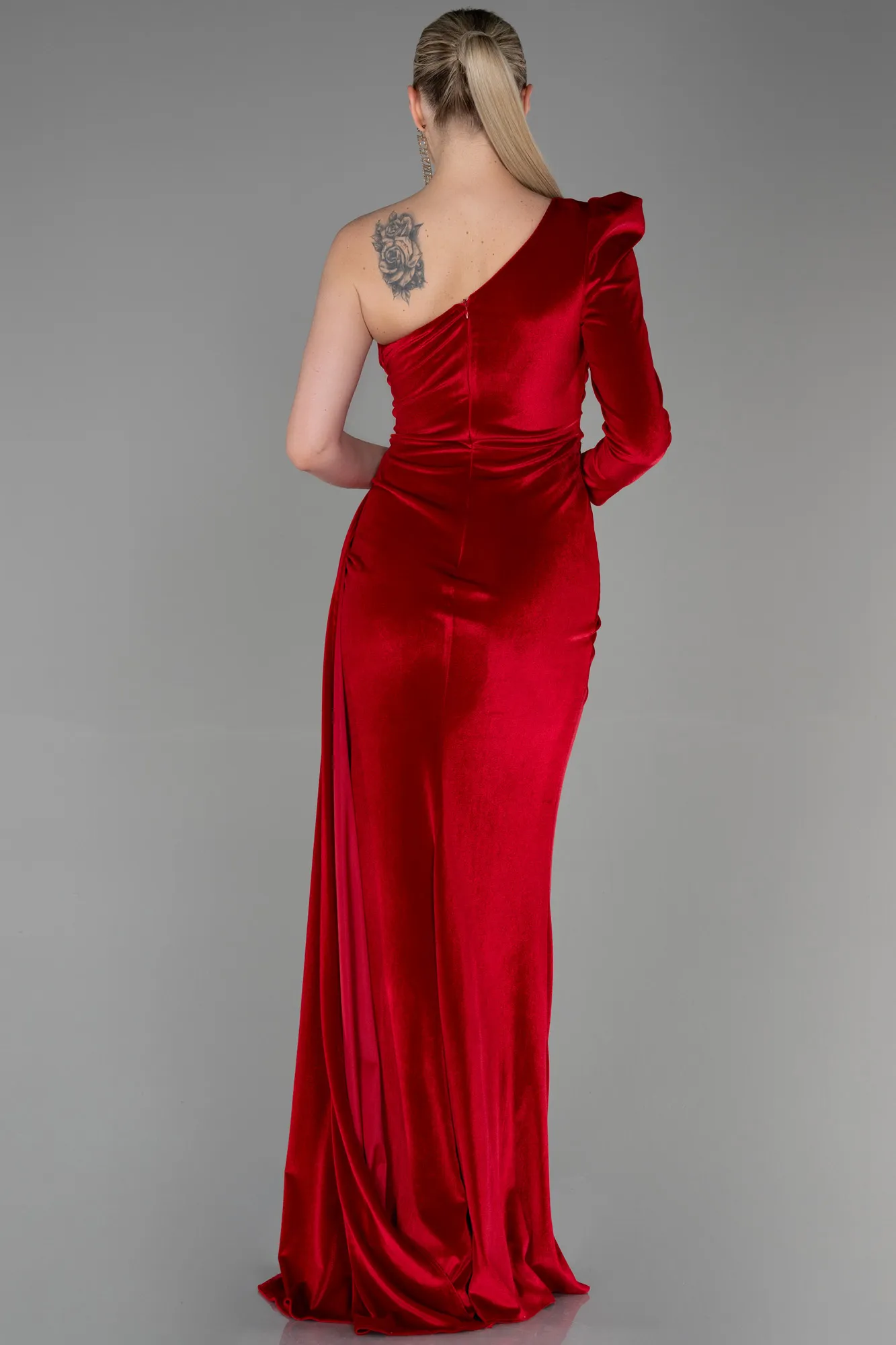 Red-Long Velvet Evening Dress ABU2655