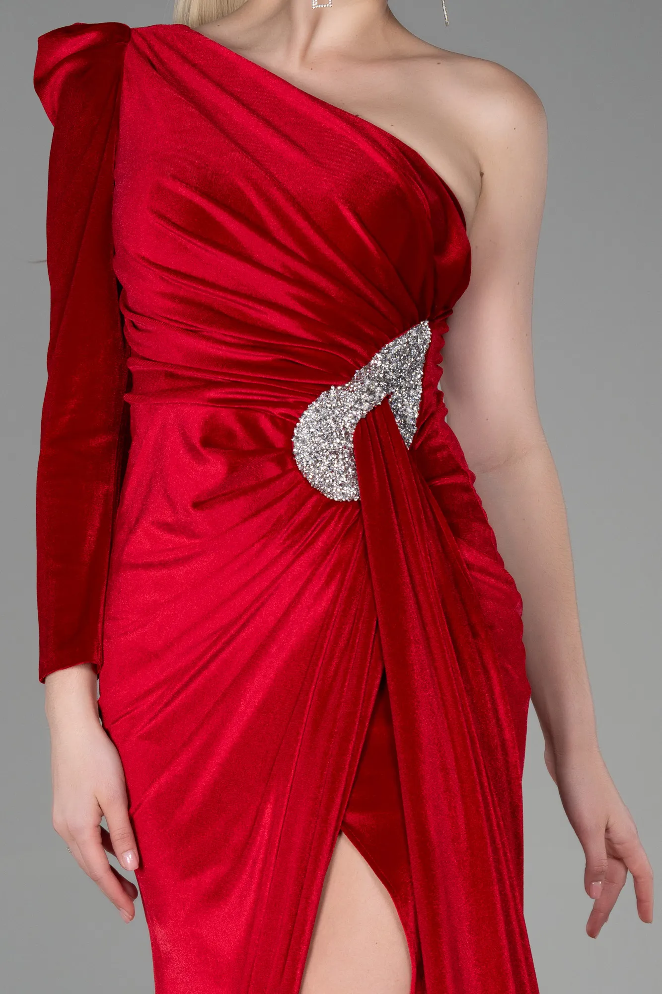 Red-Long Velvet Evening Dress ABU2655
