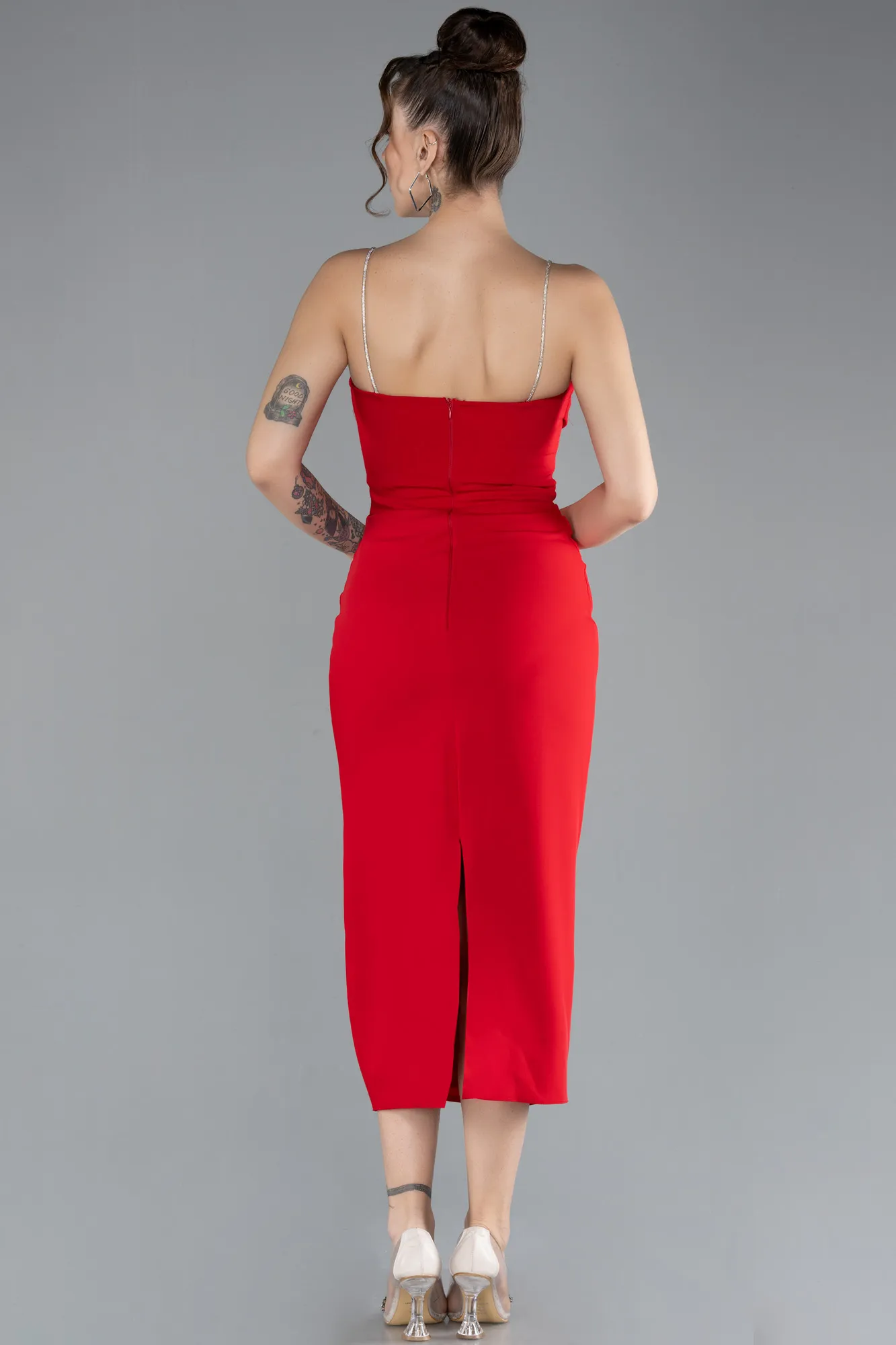 Red-Midi Cocktail Dress ABK2177