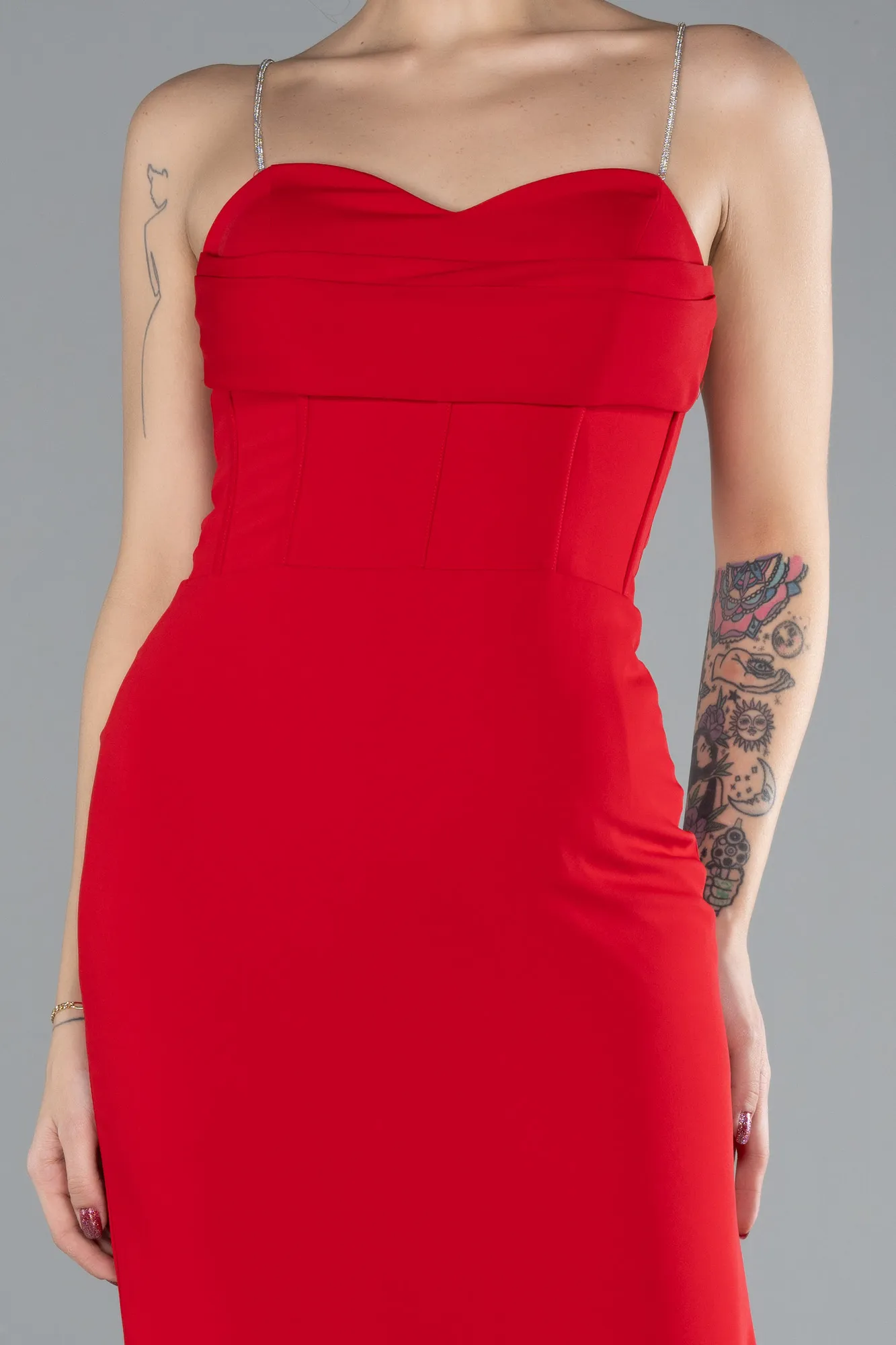 Red-Midi Cocktail Dress ABK2177