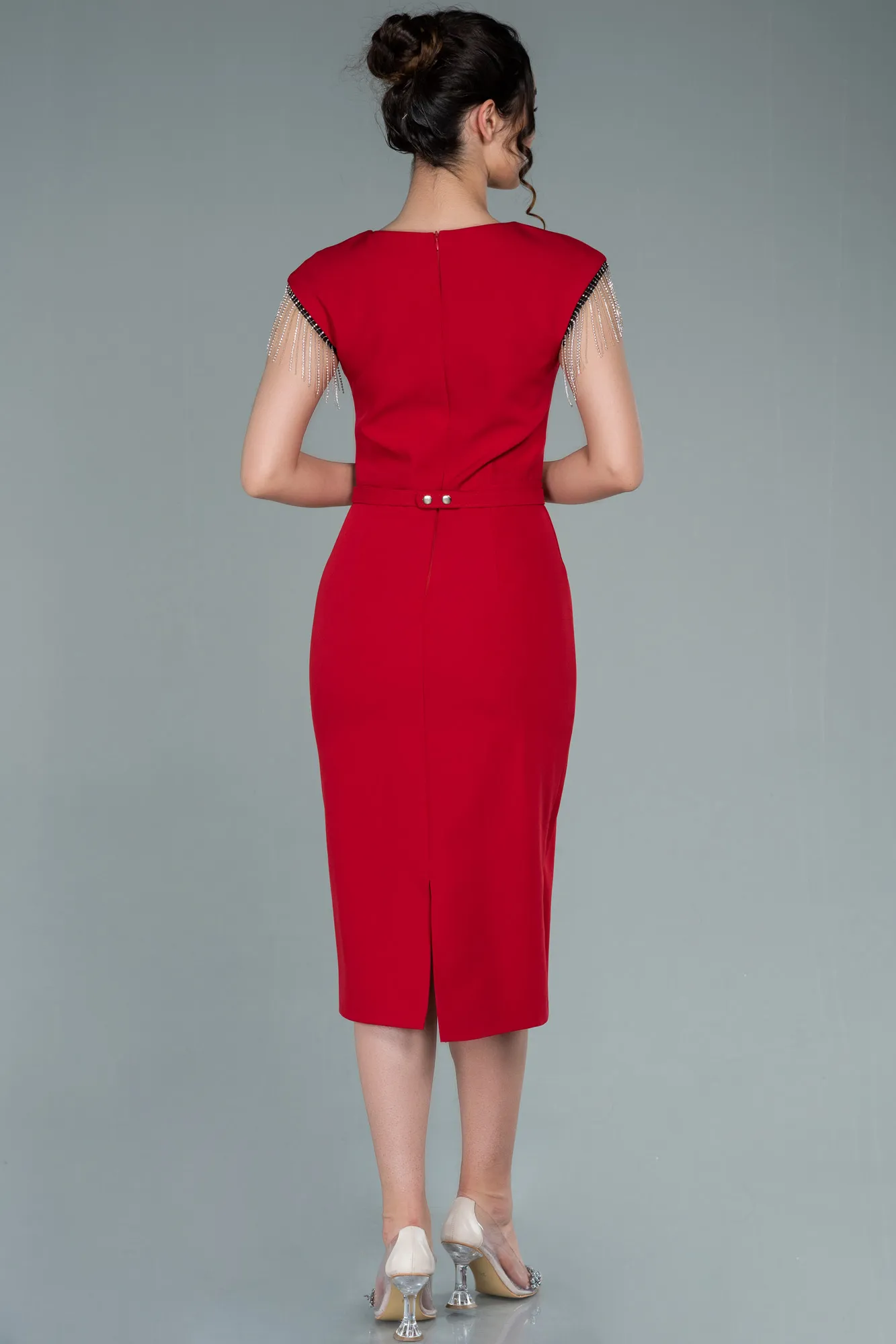 Red-Midi Invitation Dress ABK1390